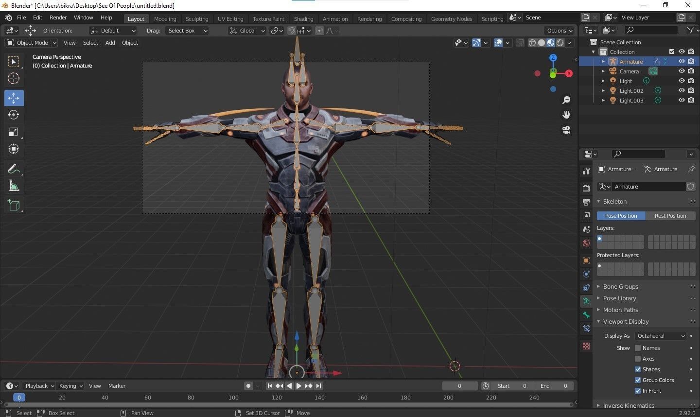 Futuristic Warrior character Low-poly 3D model_13