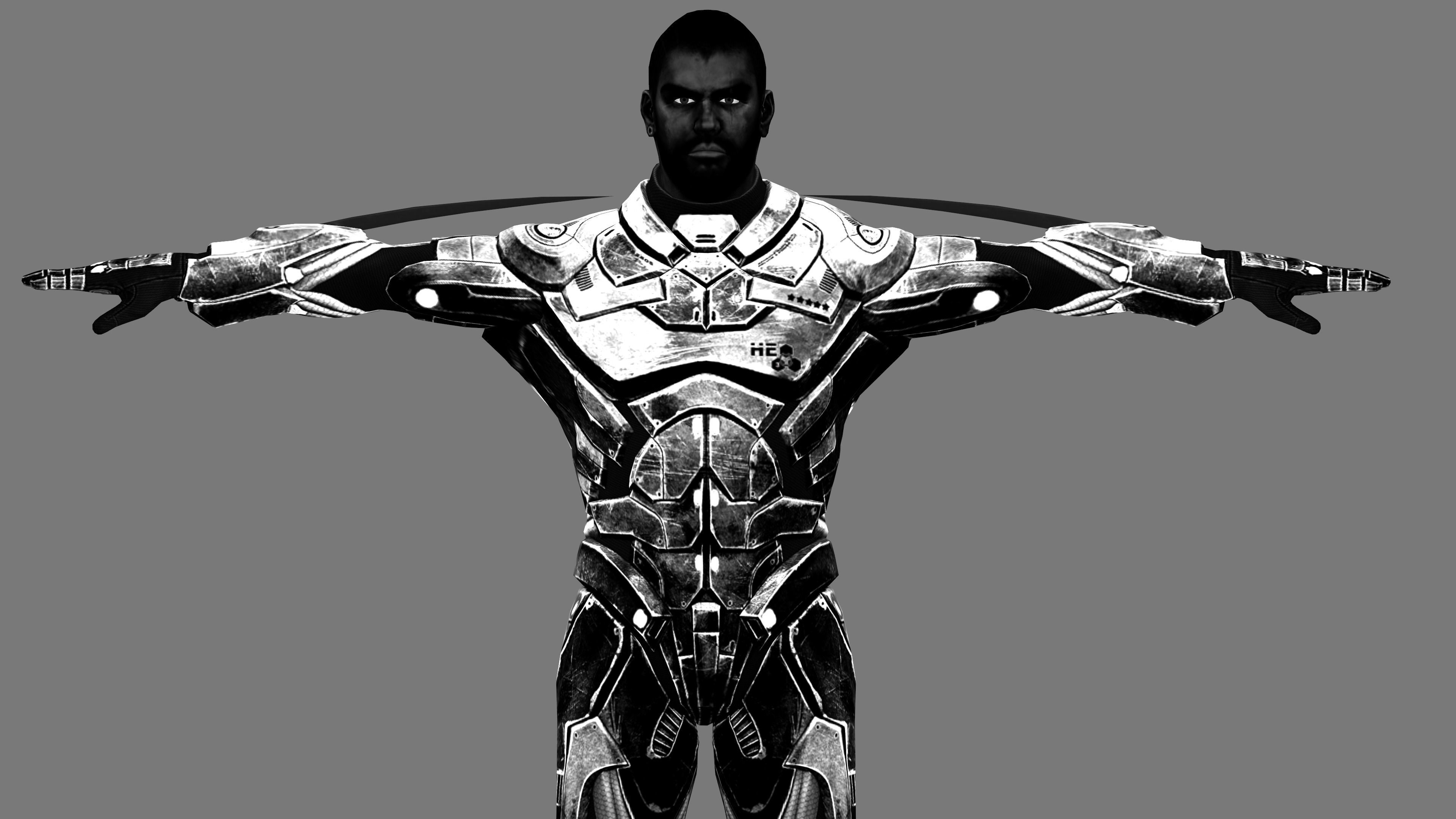 Futuristic Warrior character Low-poly 3D model_26