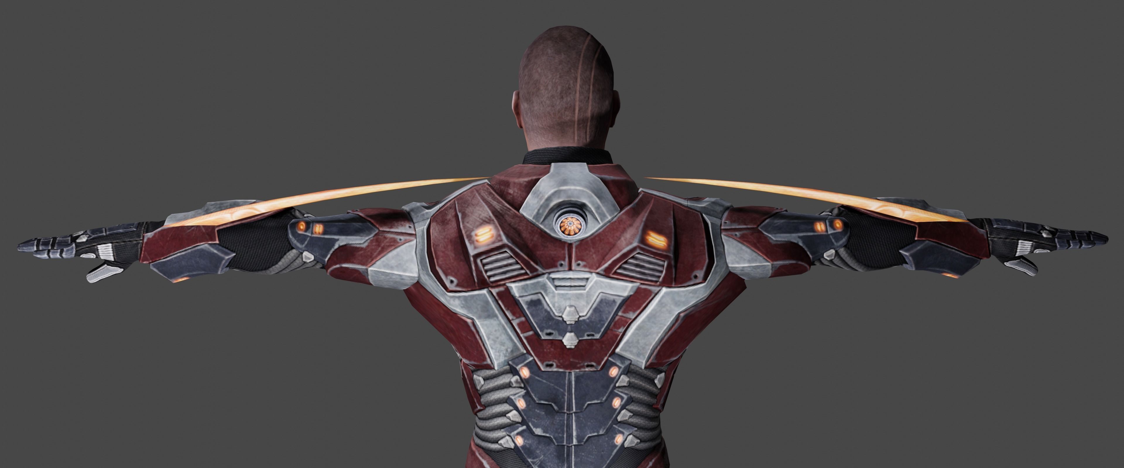 Futuristic Warrior character Low-poly 3D model_3