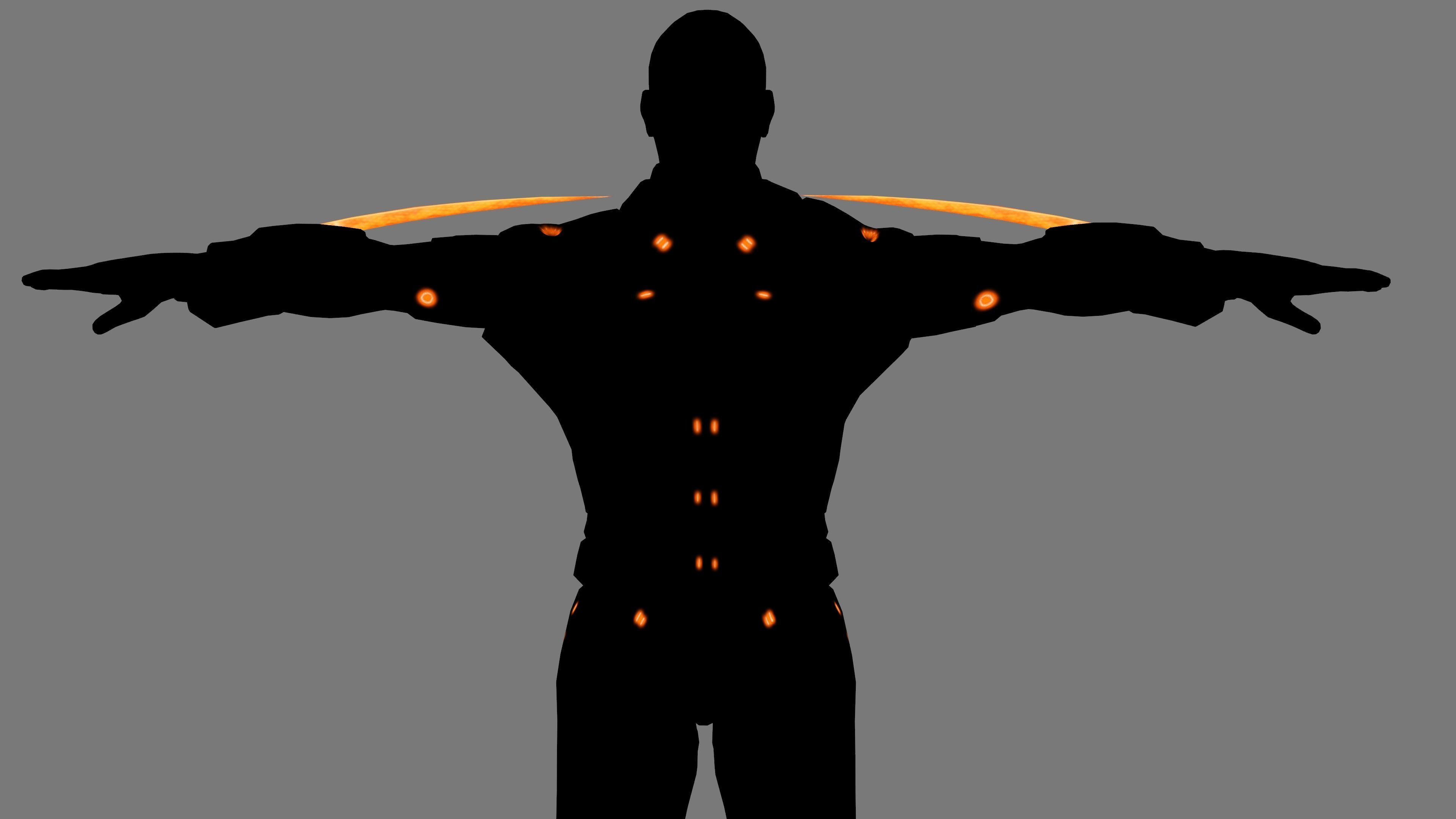 Futuristic Warrior character Low-poly 3D model_29