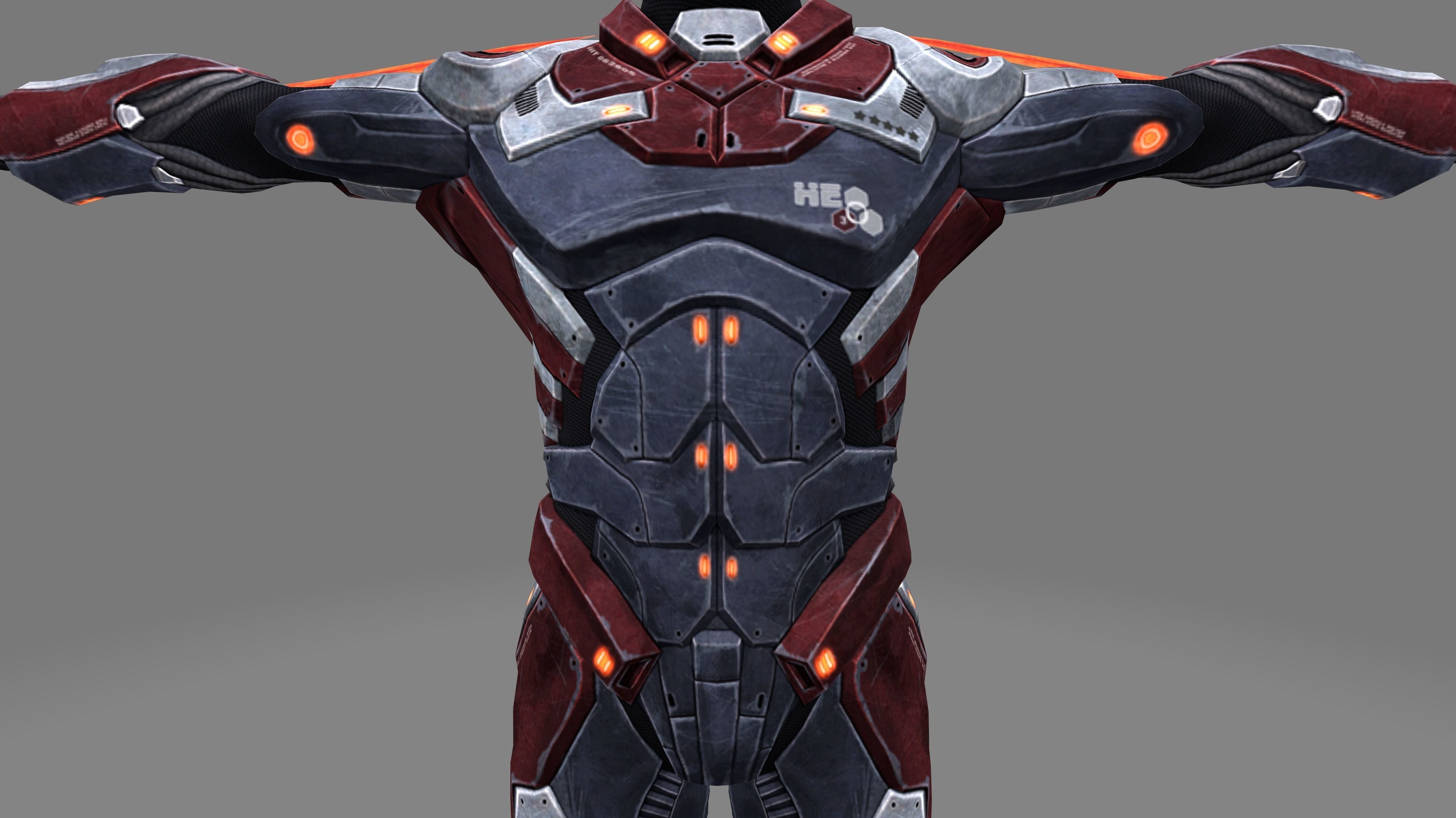 Futuristic Warrior character Low-poly 3D model_31