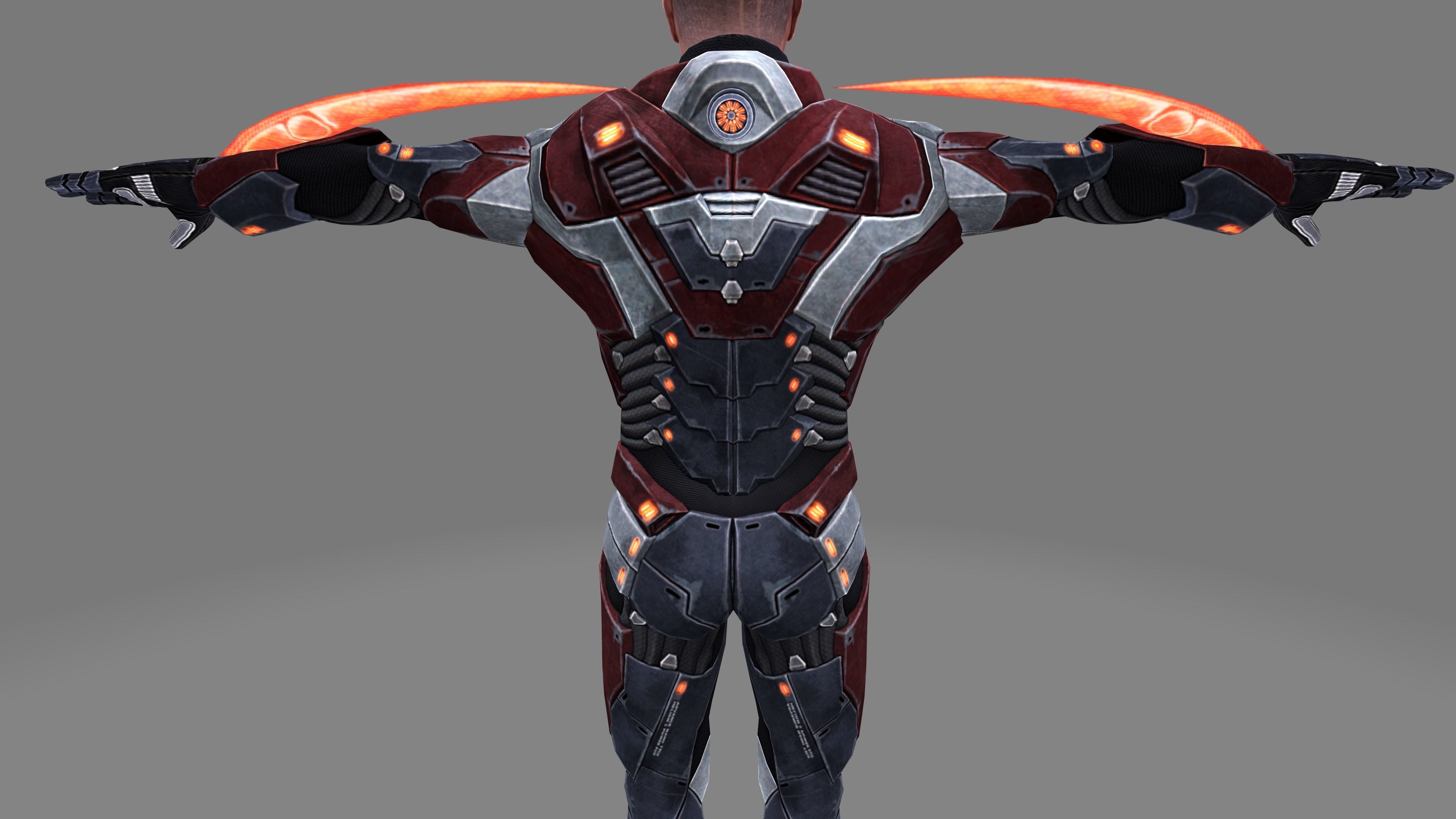 Futuristic Warrior character Low-poly 3D model_35