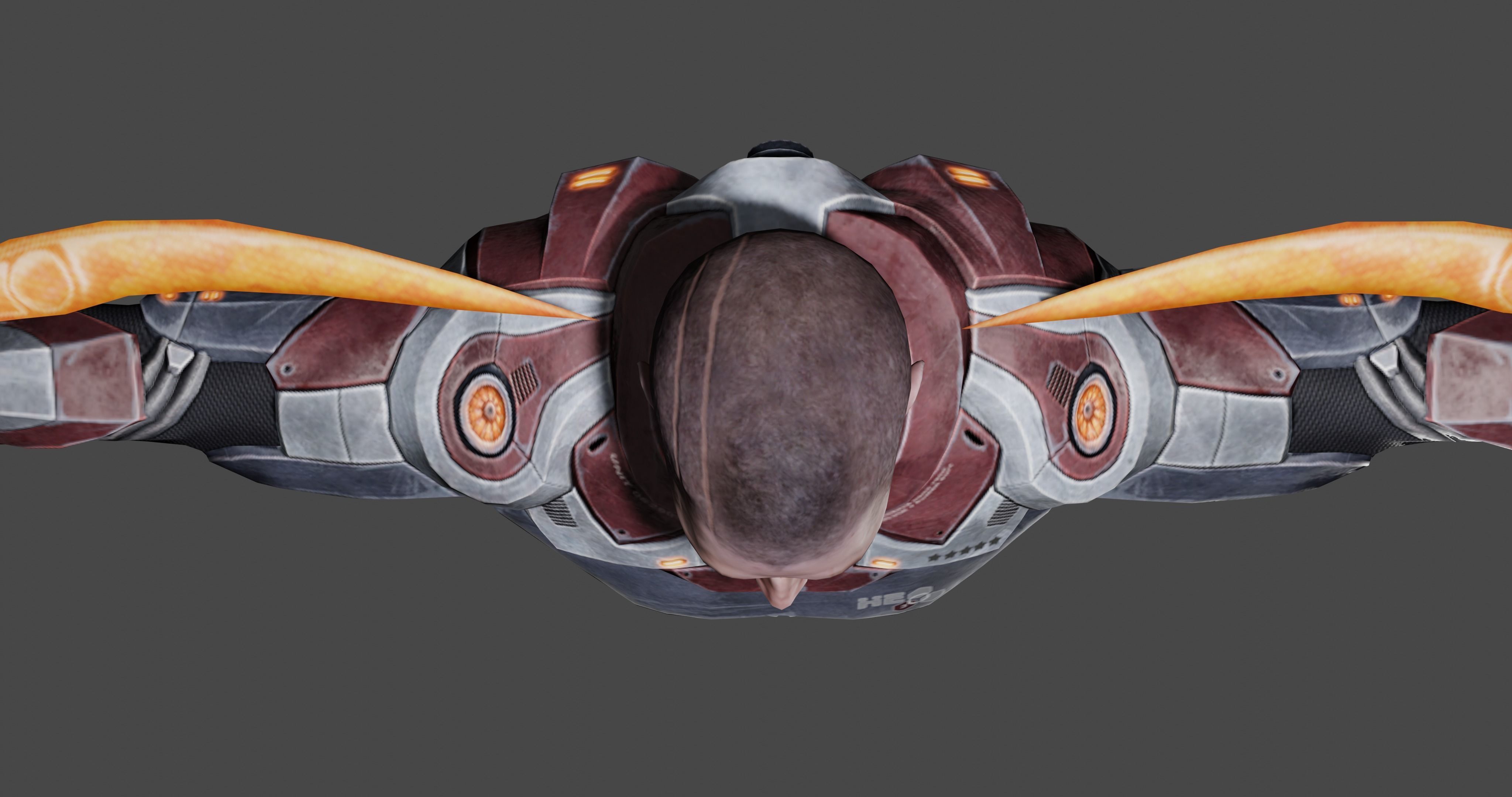 Futuristic Warrior character Low-poly 3D model_5