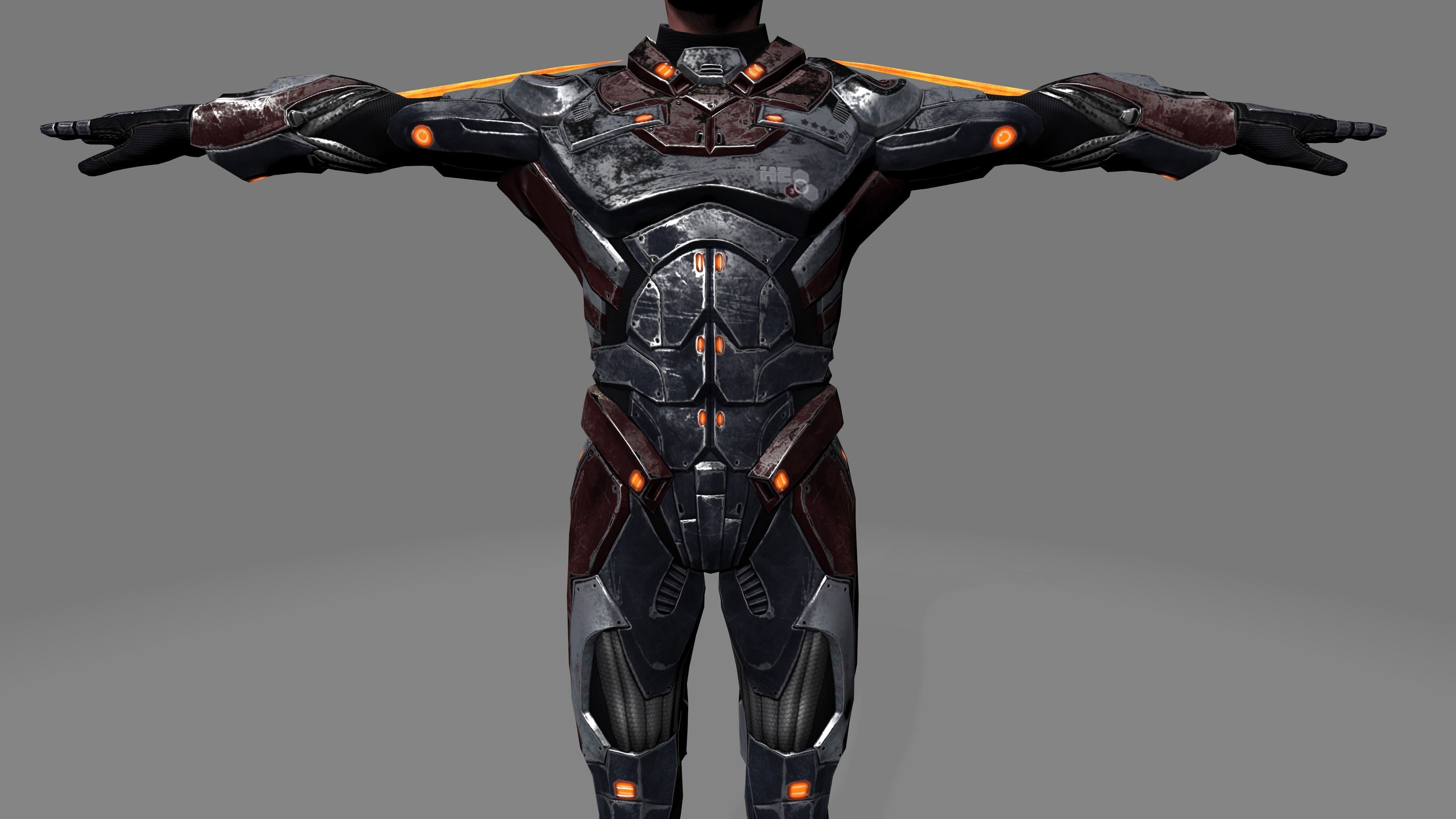 Futuristic Warrior character Low-poly 3D model_25