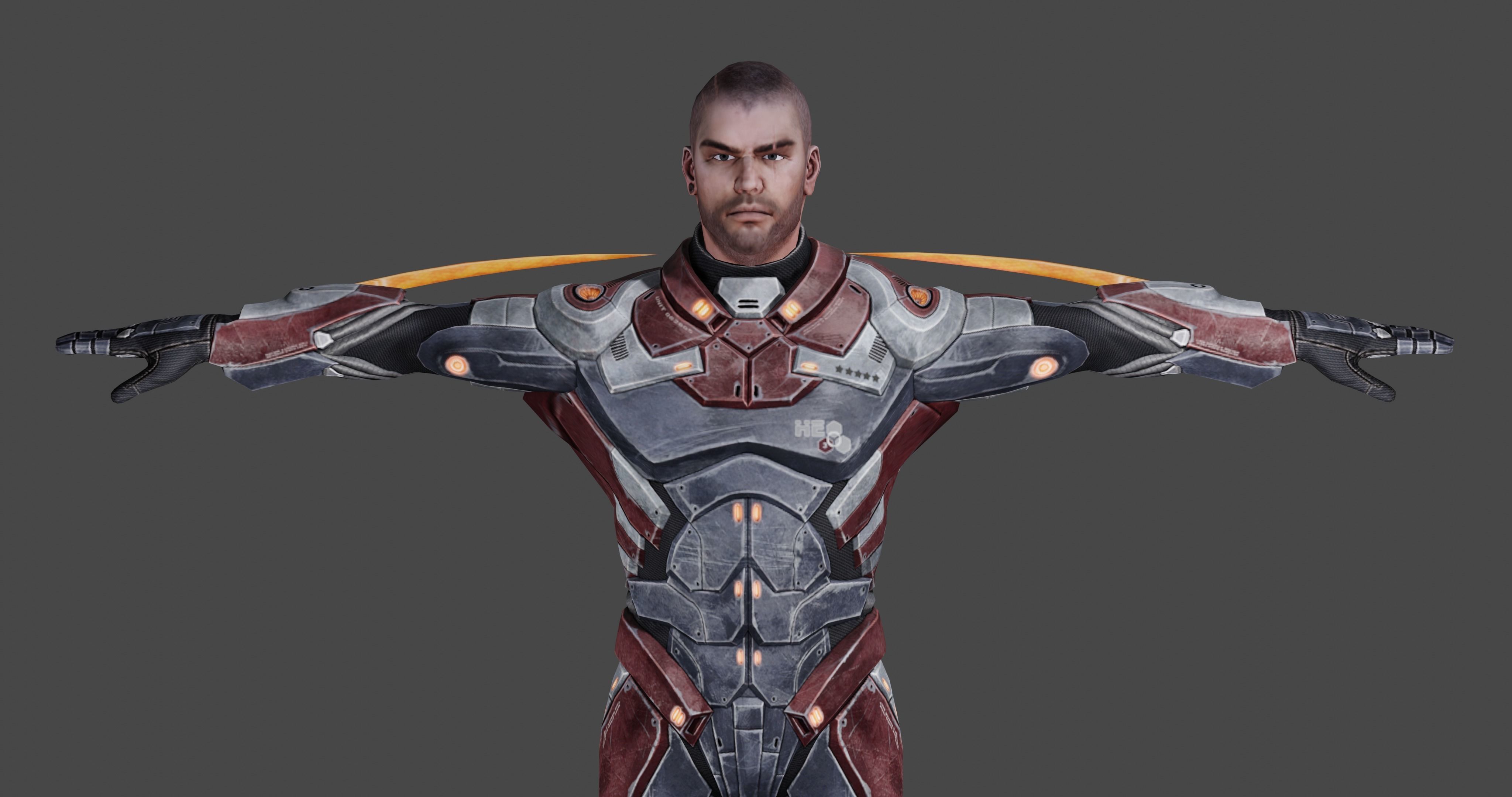 Futuristic Warrior character Low-poly 3D model_24