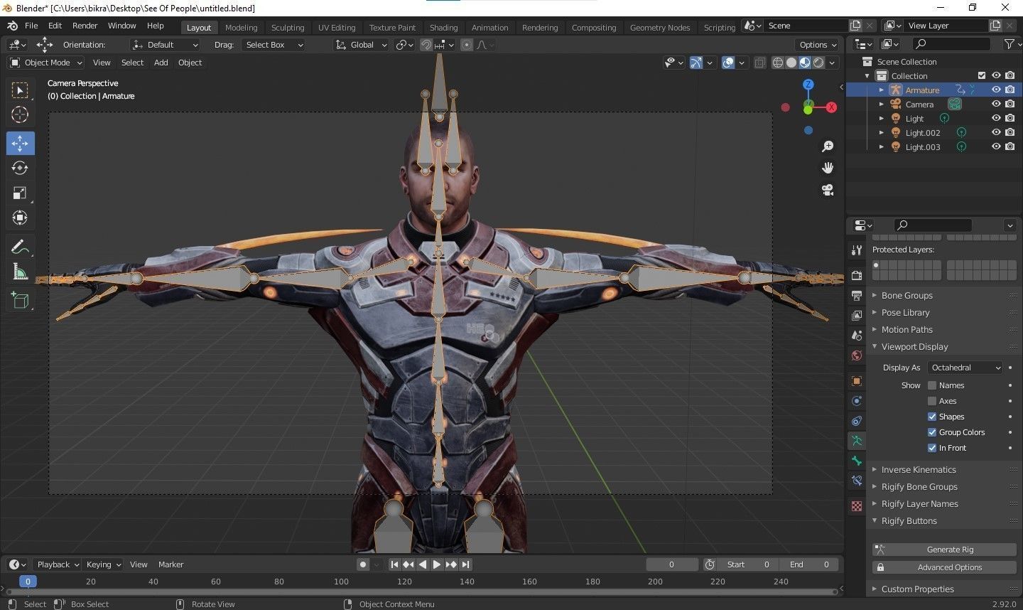 Futuristic Warrior character Low-poly 3D model_15
