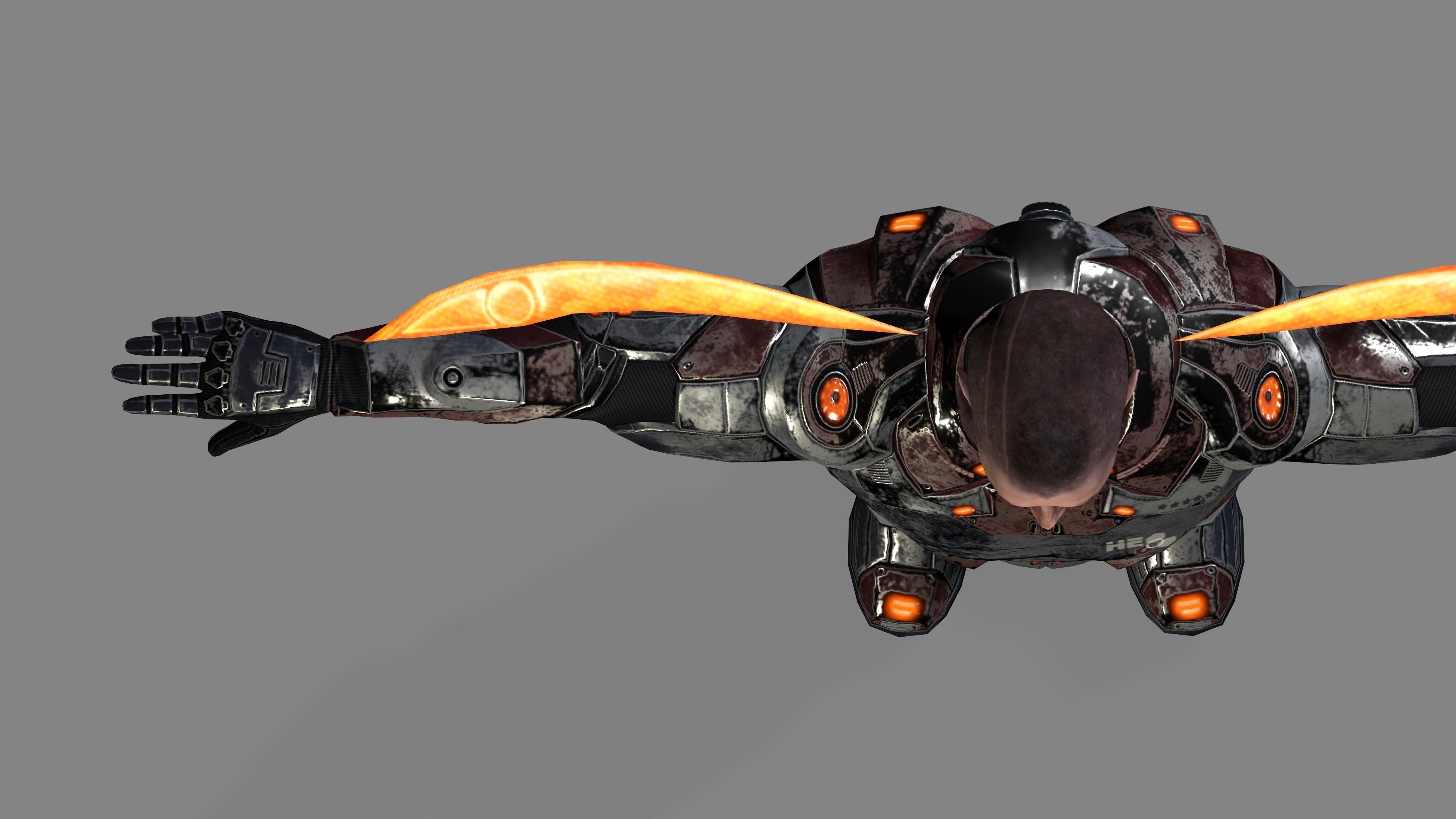 Futuristic Warrior character Low-poly 3D model_48