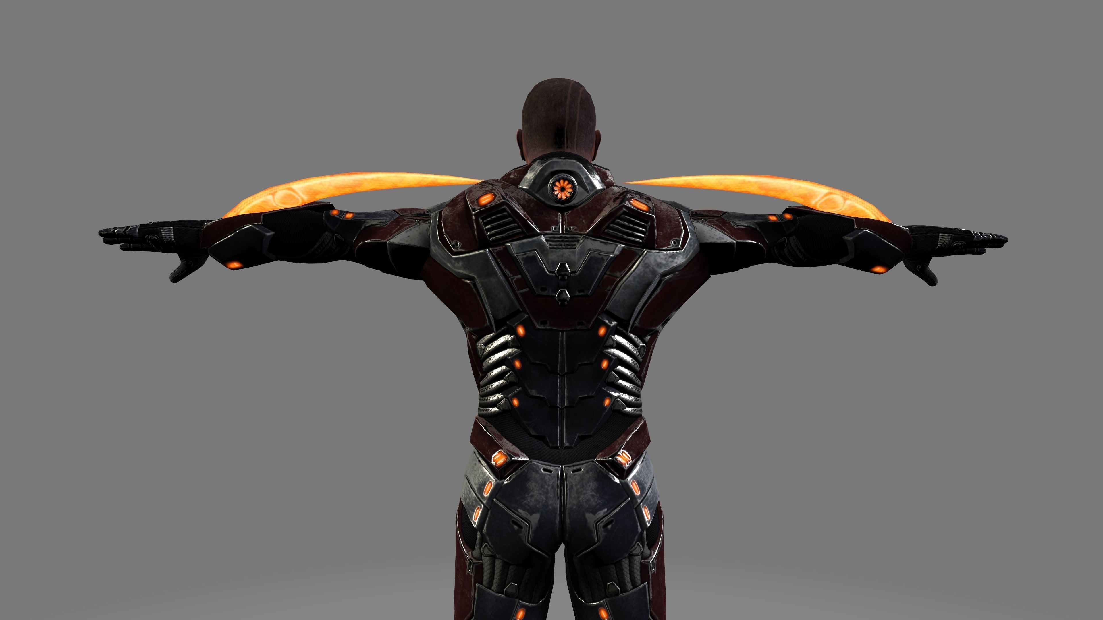 Futuristic Warrior character Low-poly 3D model_33