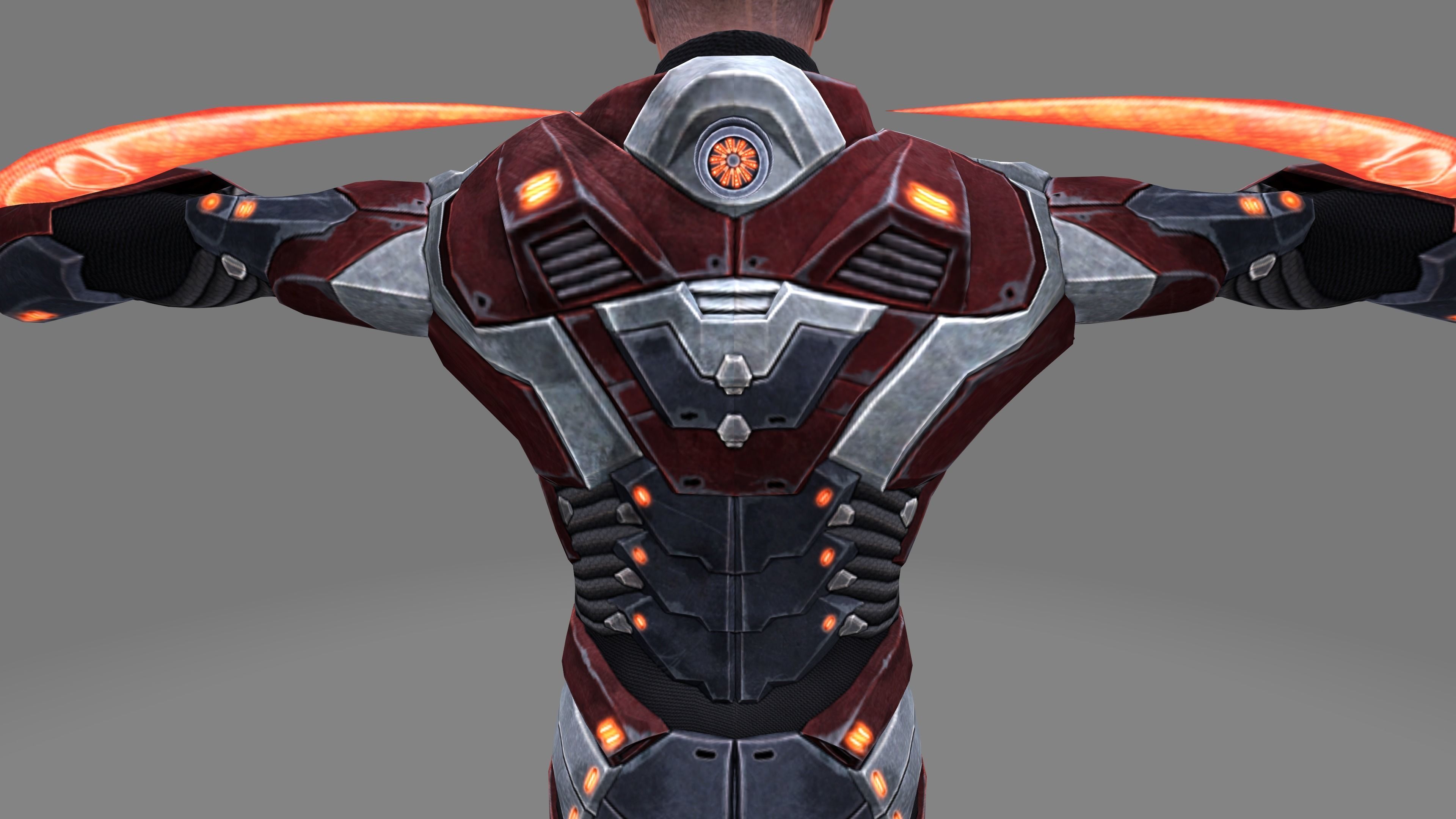 Futuristic Warrior character Low-poly 3D model_32