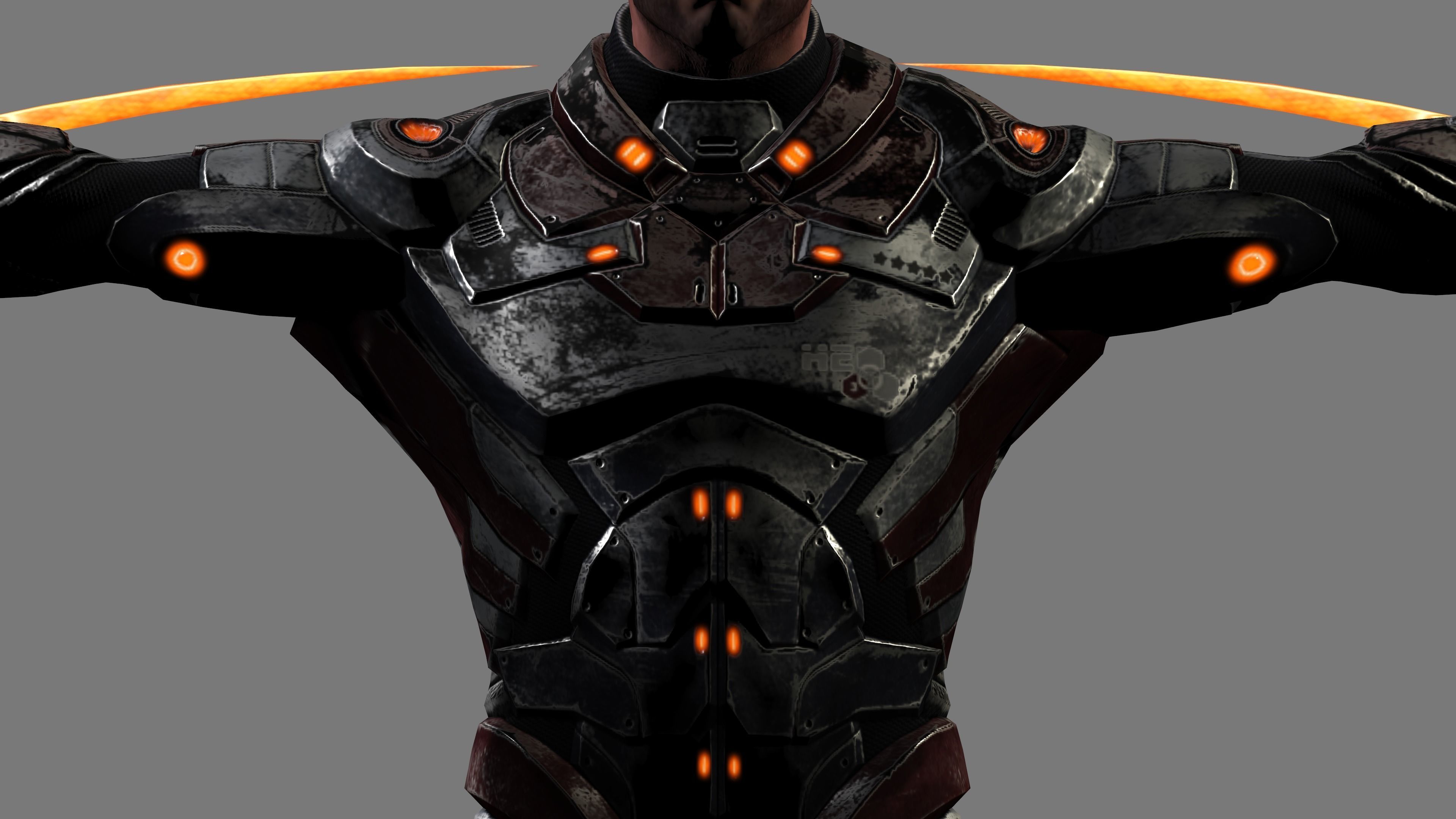 Futuristic Warrior character Low-poly 3D model_44