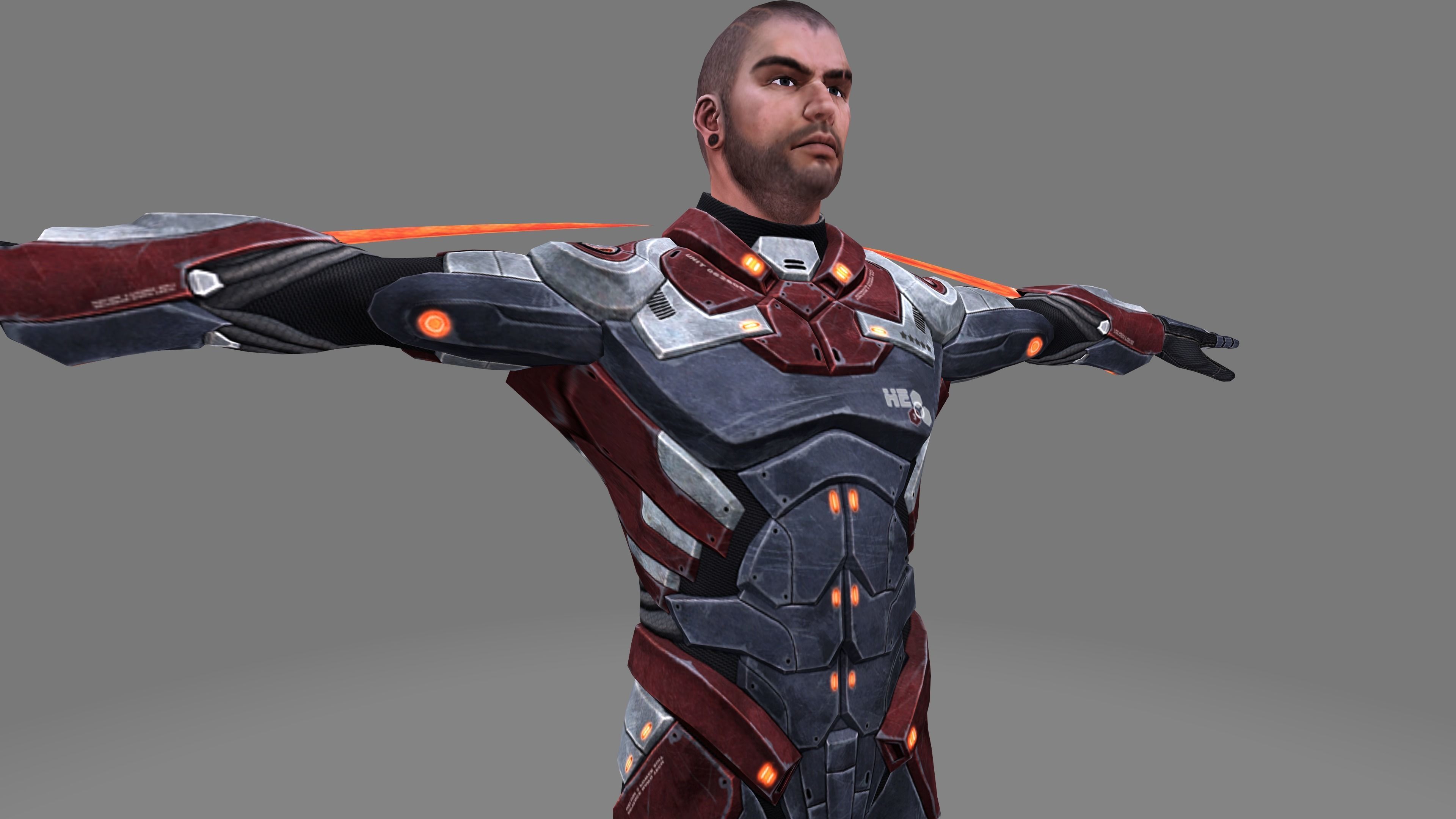 Futuristic Warrior character Low-poly 3D model_41