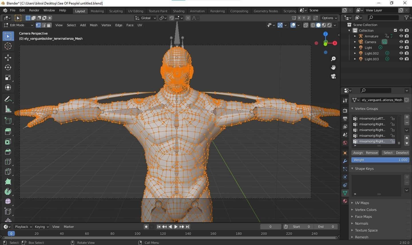 Futuristic Warrior character Low-poly 3D model_17