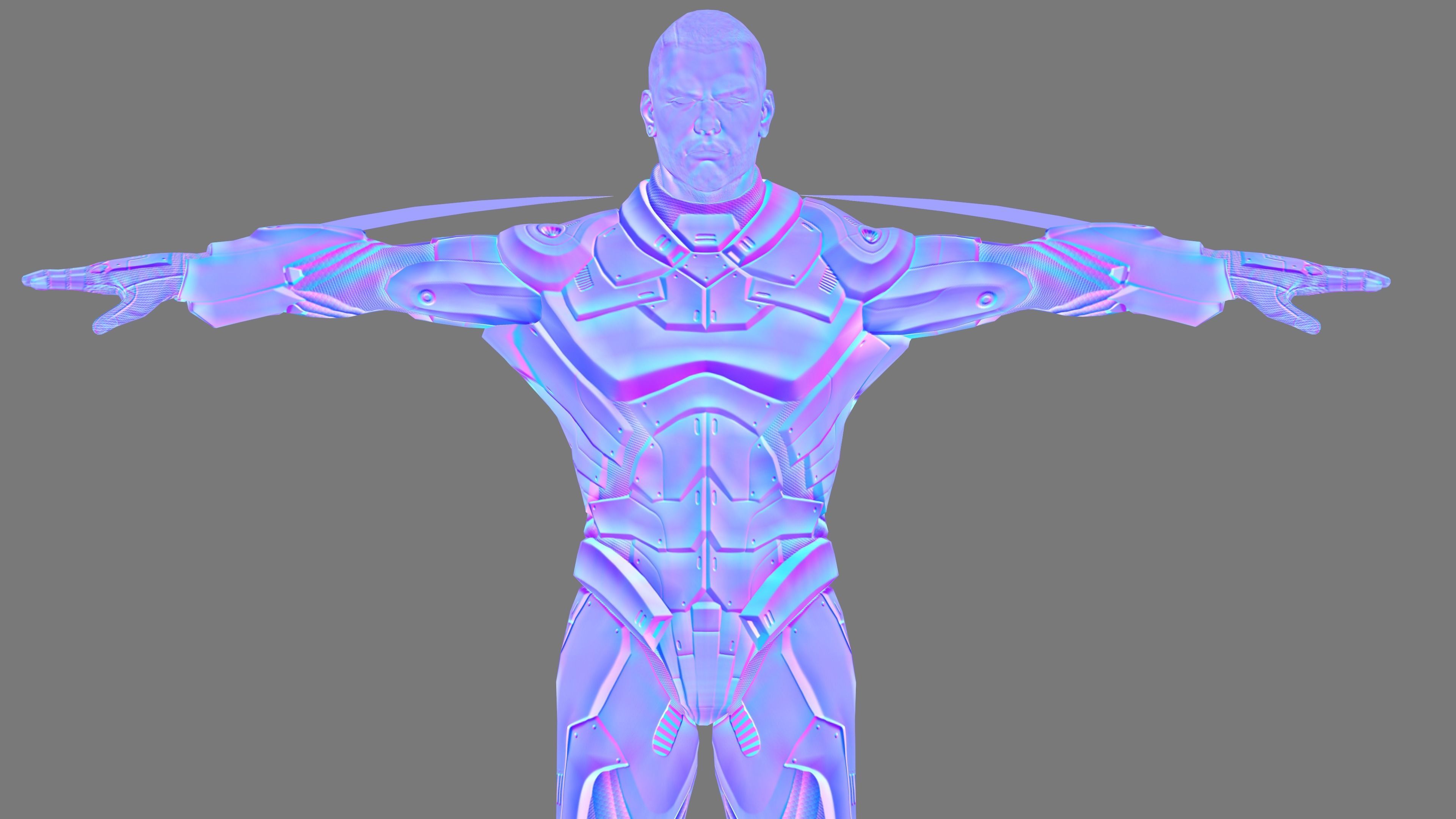 Futuristic Warrior character Low-poly 3D model_27