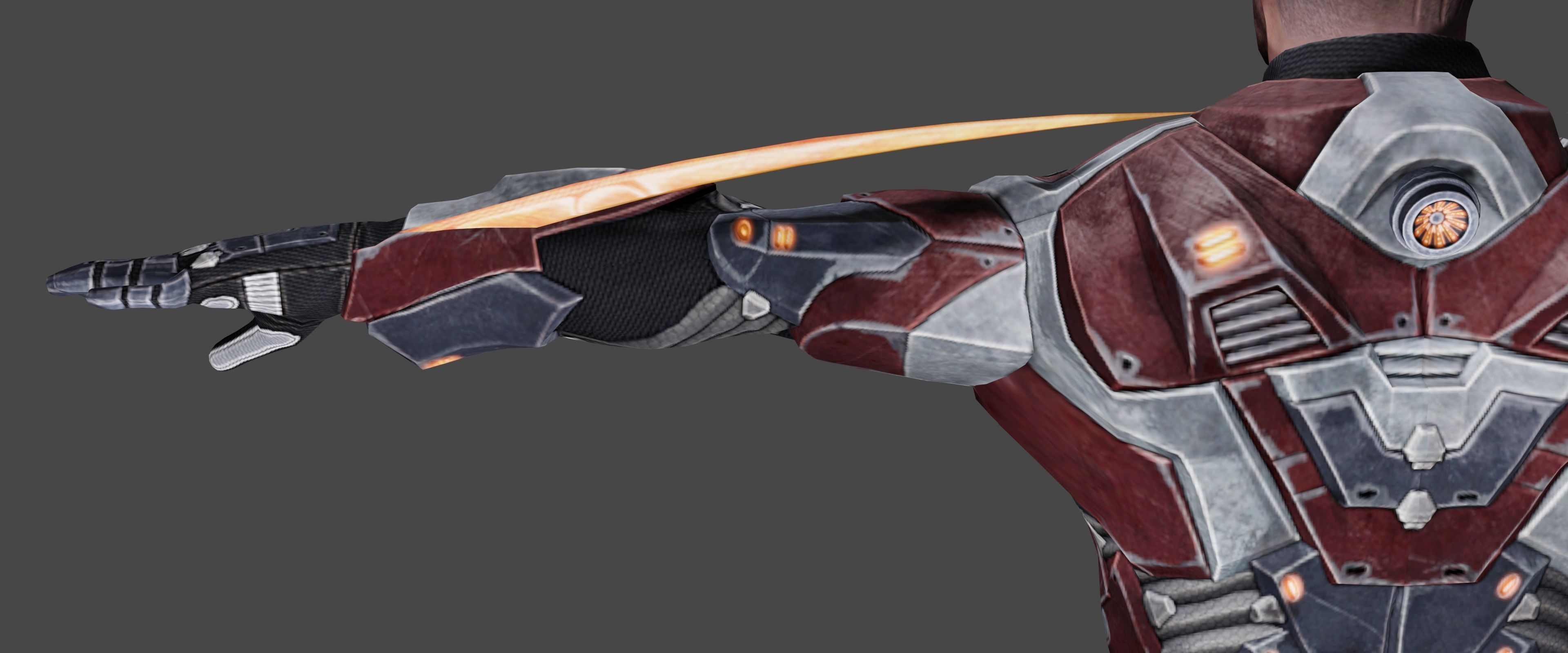 Futuristic Warrior character Low-poly 3D model_4