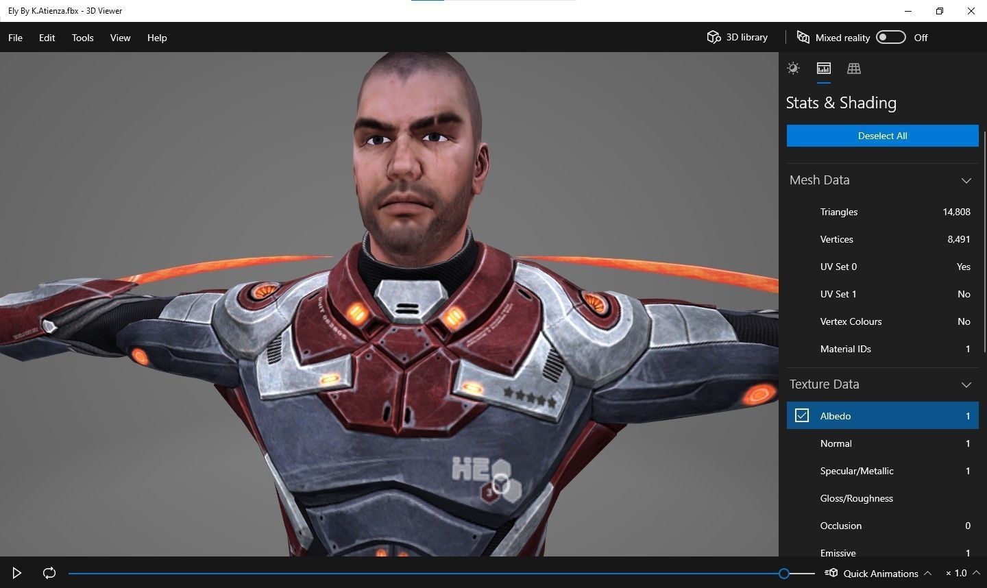 Futuristic Warrior character Low-poly 3D model_23