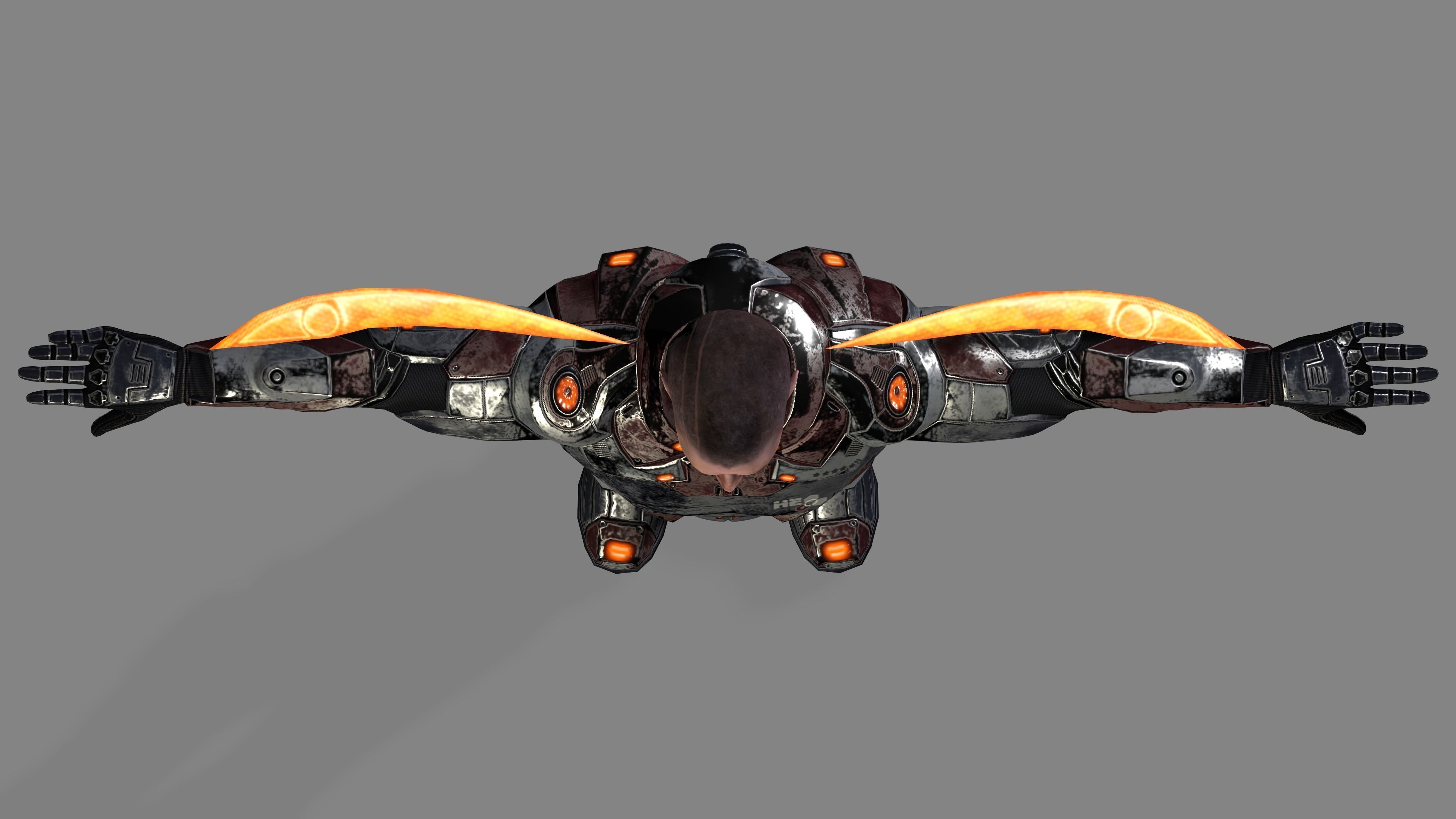 Futuristic Warrior character Low-poly 3D model_45