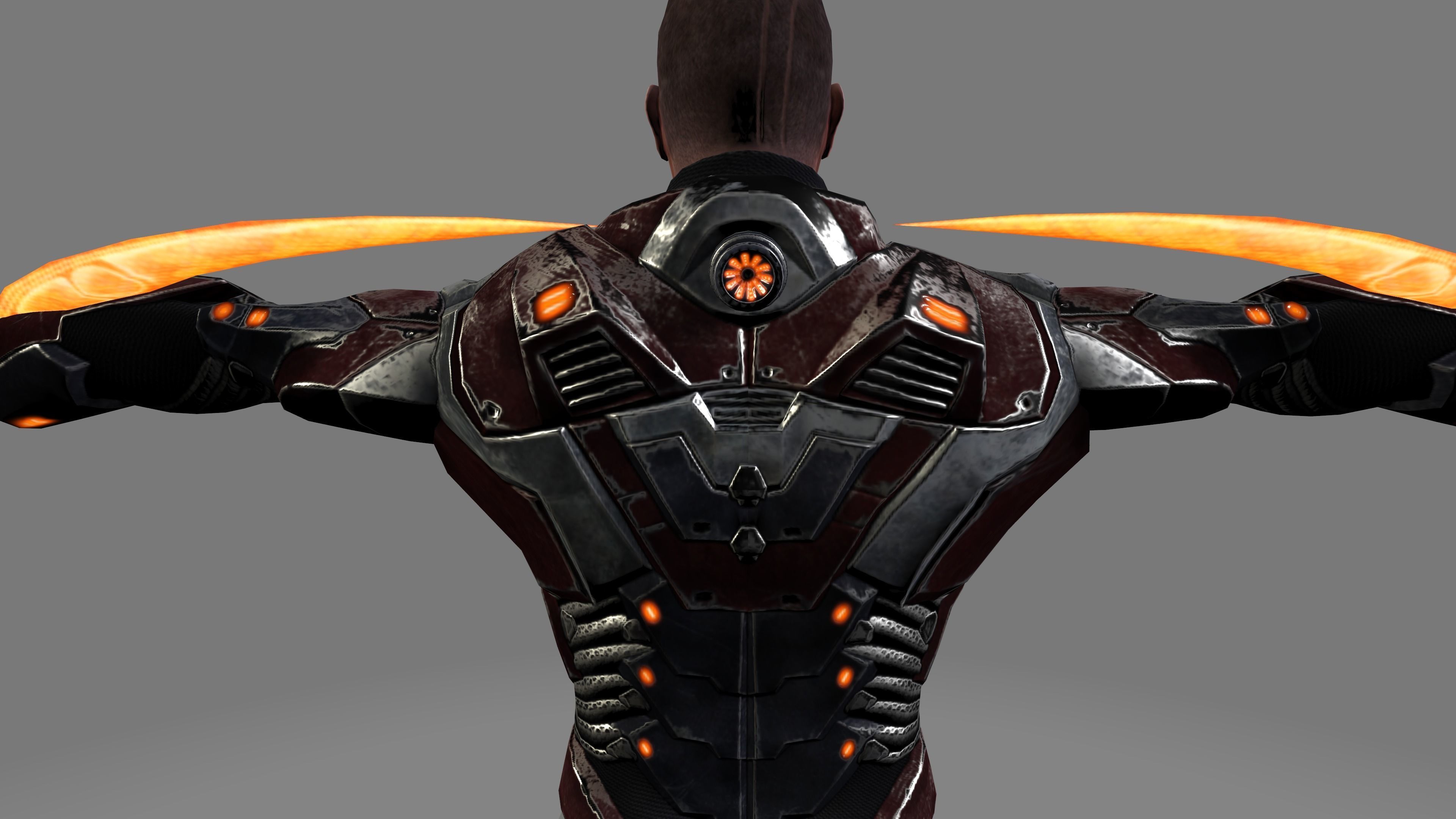 Futuristic Warrior character Low-poly 3D model_43