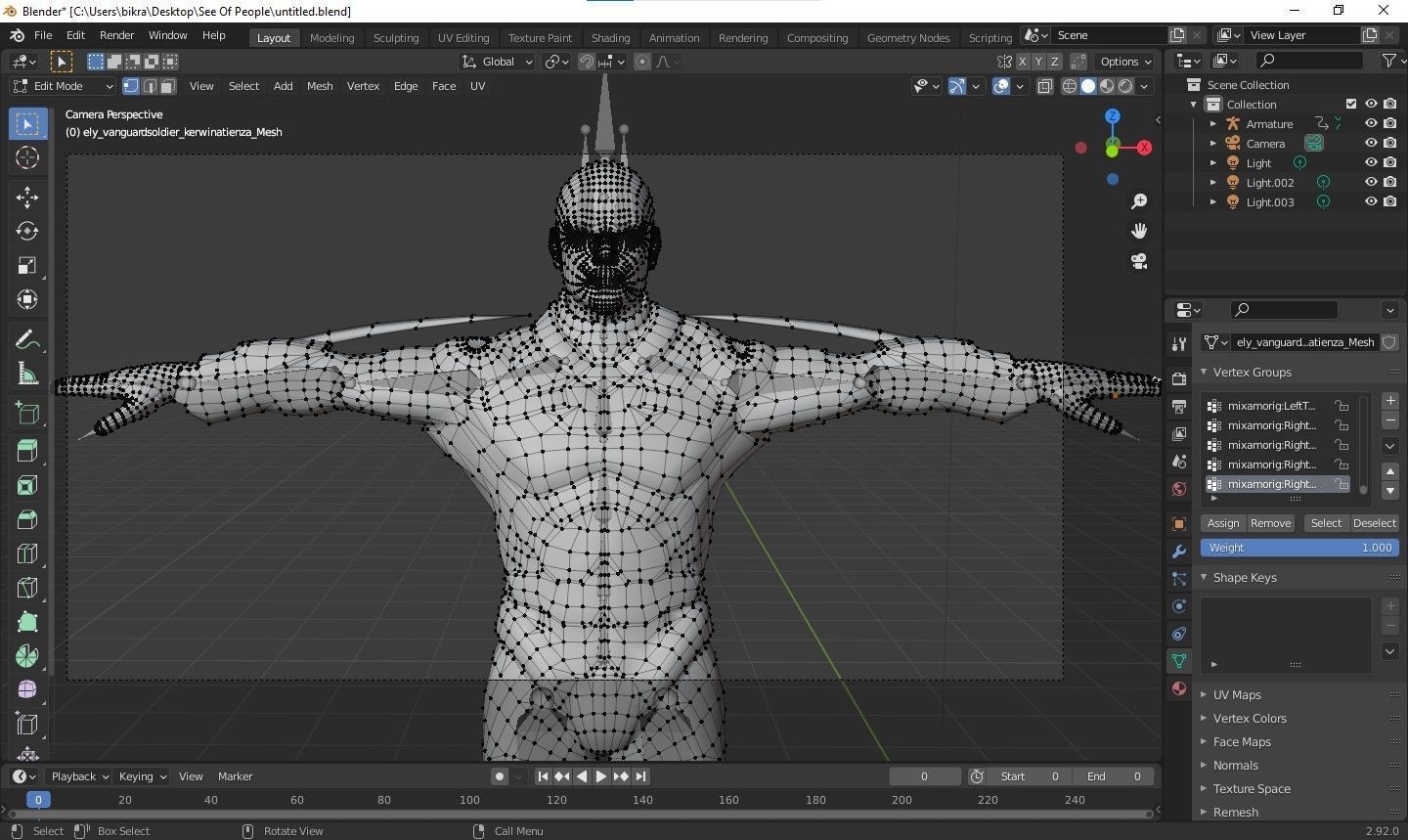 Futuristic Warrior character Low-poly 3D model_16
