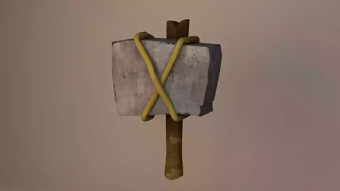 weapon wooden stick with rope Low-poly 3D model