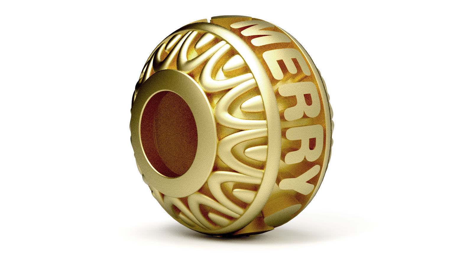 Bead For Charm Bracelet - MERRY CHRISTMAS - 4 hole sizes 3D print model_1