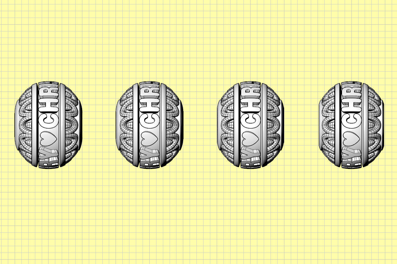 Bead For Charm Bracelet - MERRY CHRISTMAS - 4 hole sizes 3D print model_10