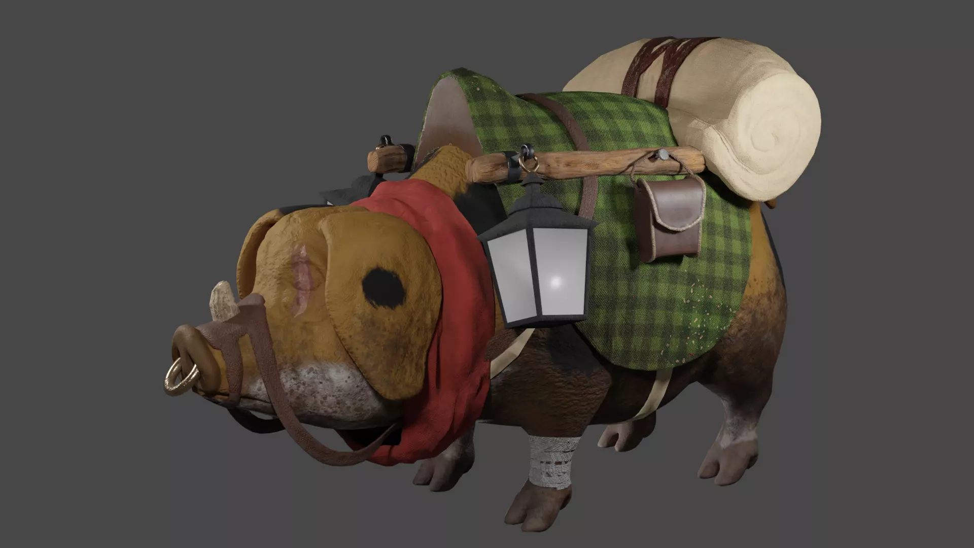 Fantasy Pig Mount Free low-poly 3D model