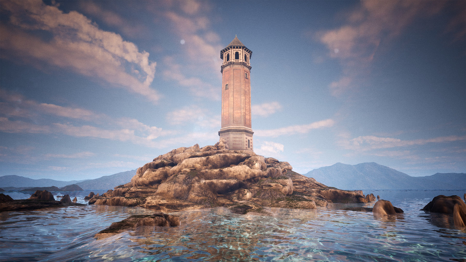 Lighthouse Island High Quality Environment Low-poly 3D model_15