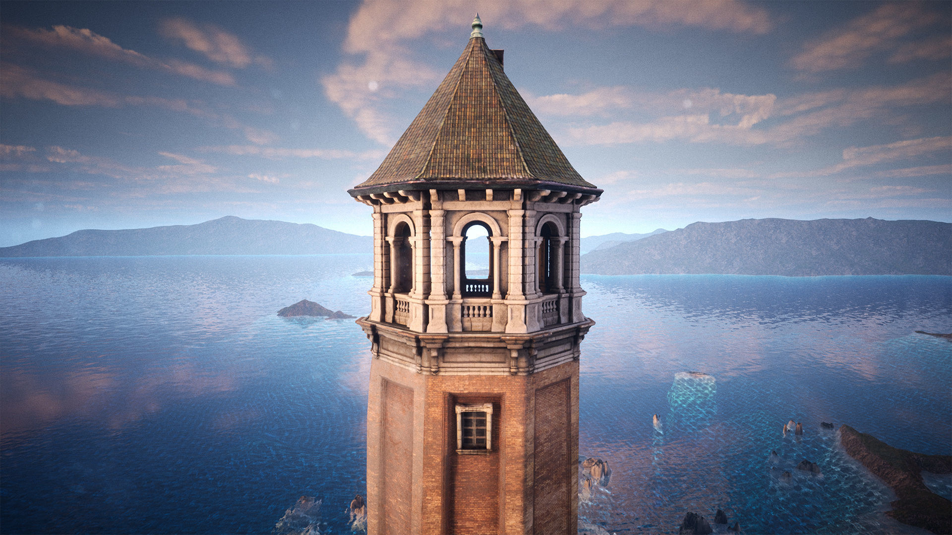 Lighthouse Island High Quality Environment Low-poly 3D model_8