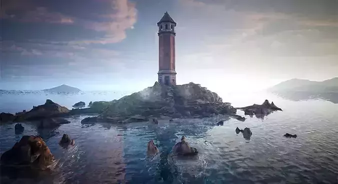 Lighthouse Island  High Quality Environment Low-poly 3D model