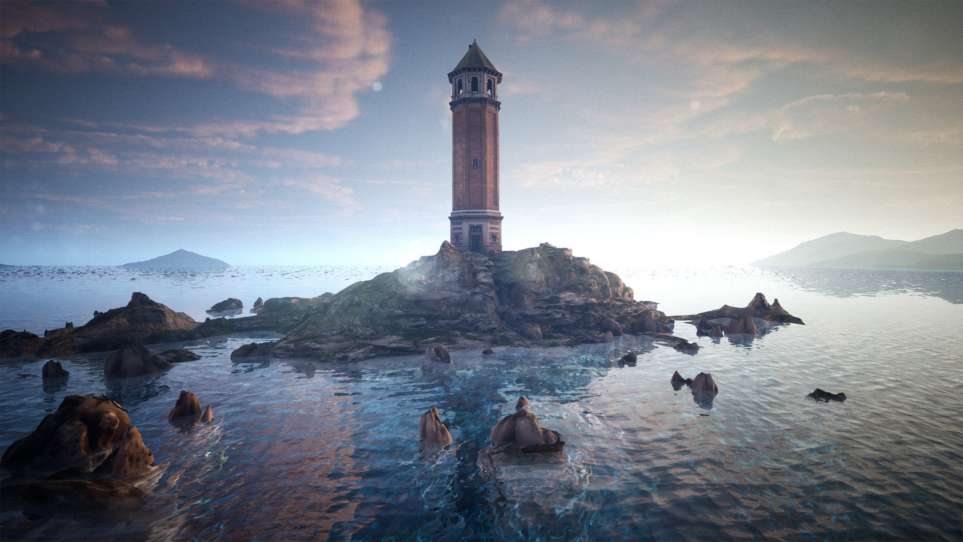 Lighthouse Island High Quality Environment Low-poly 3D model_26