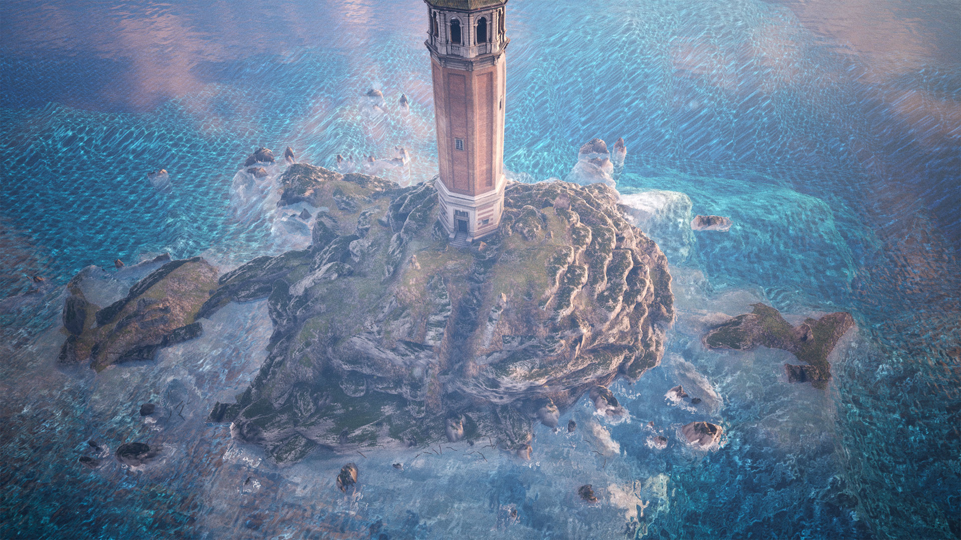 Lighthouse Island High Quality Environment Low-poly 3D model_12