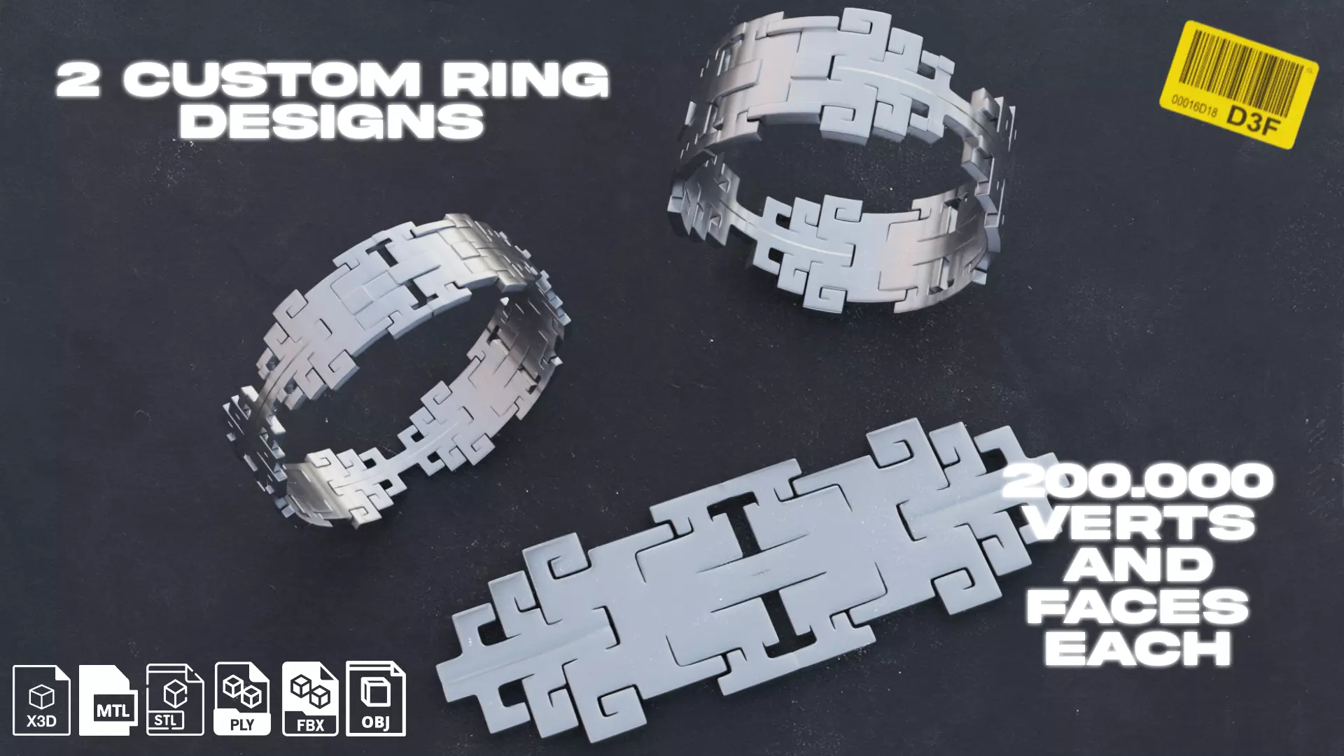 2 Custom Ring Designs 3D print model_0
