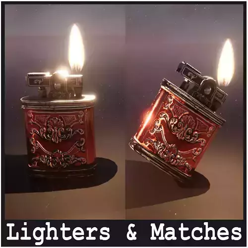 Lighters And Matches  10 Variations Low-poly 3D model