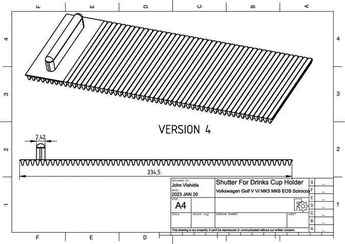 SHUTTER FOR CUP HOLDER VOLKSWAGEN Two Versions
