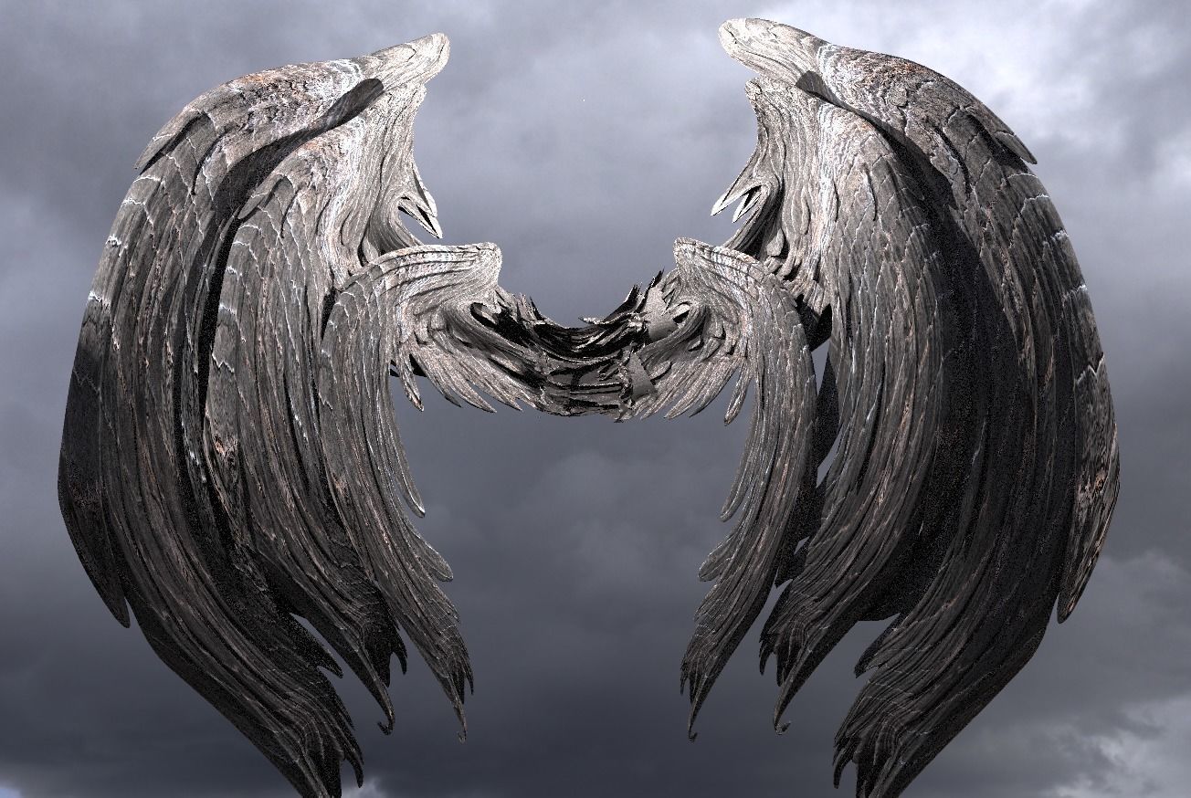 Fallen Crescent Angel wings 3D model | CGTrader