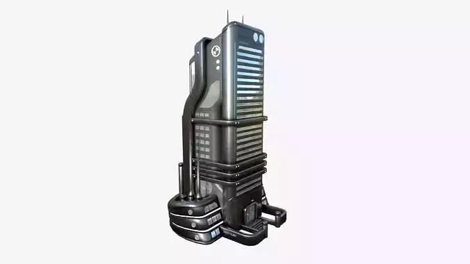 SciFi Building A09 Dark Metal - Sci Fi Exterior Design Low-poly 3D model
