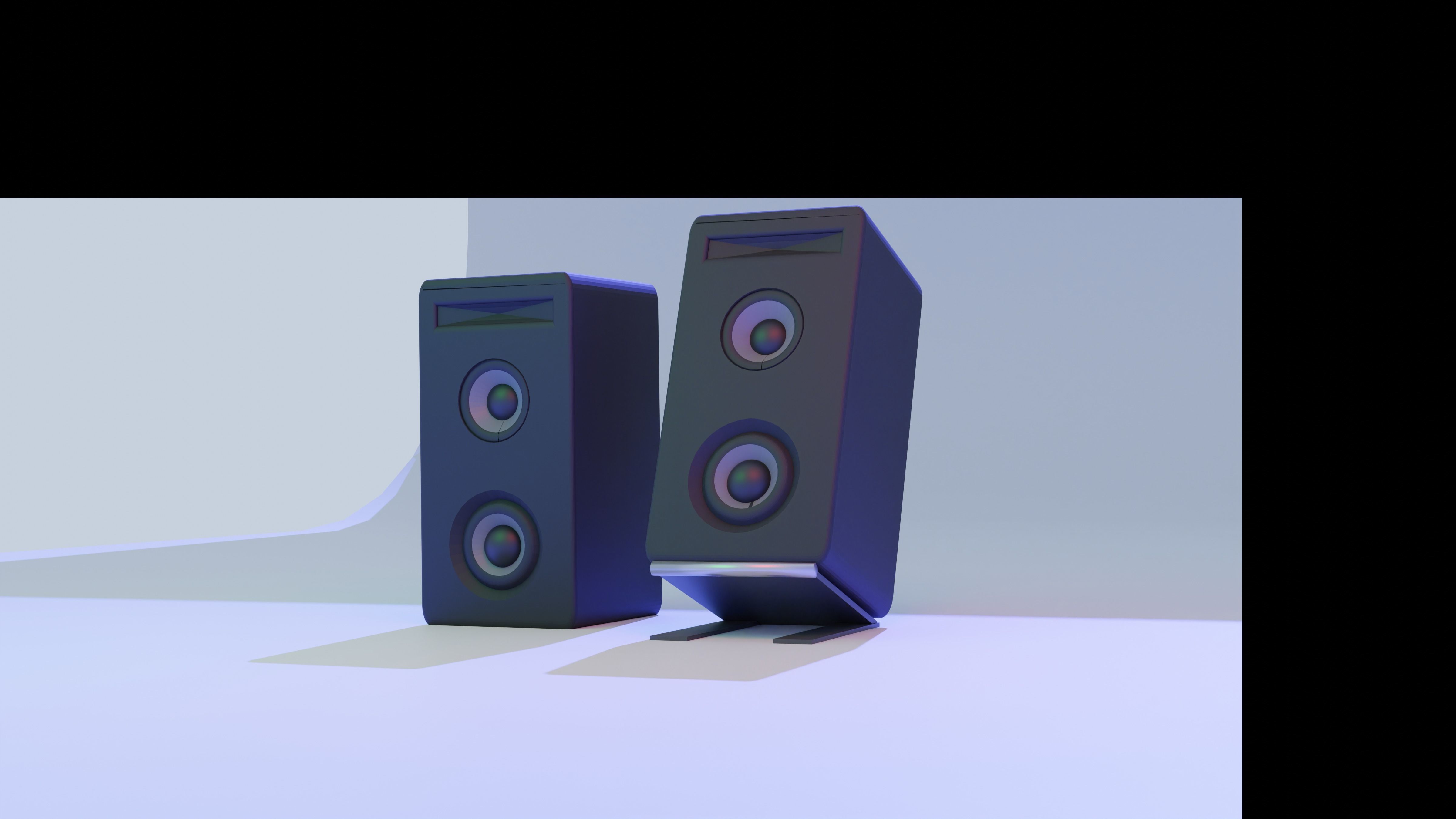 Low Poly Speakers set of 3D model_3