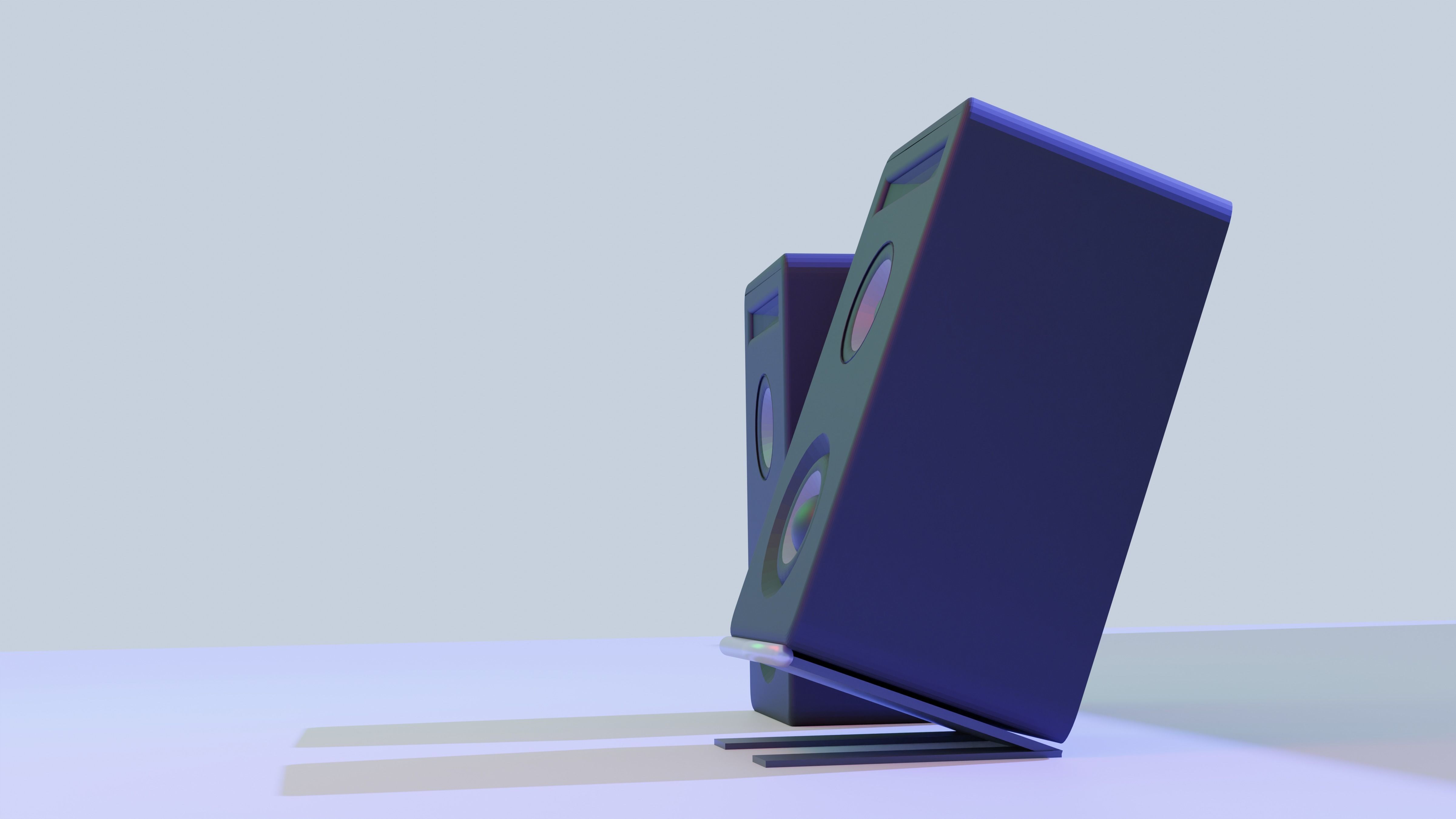 Low Poly Speakers set of 3D model_5
