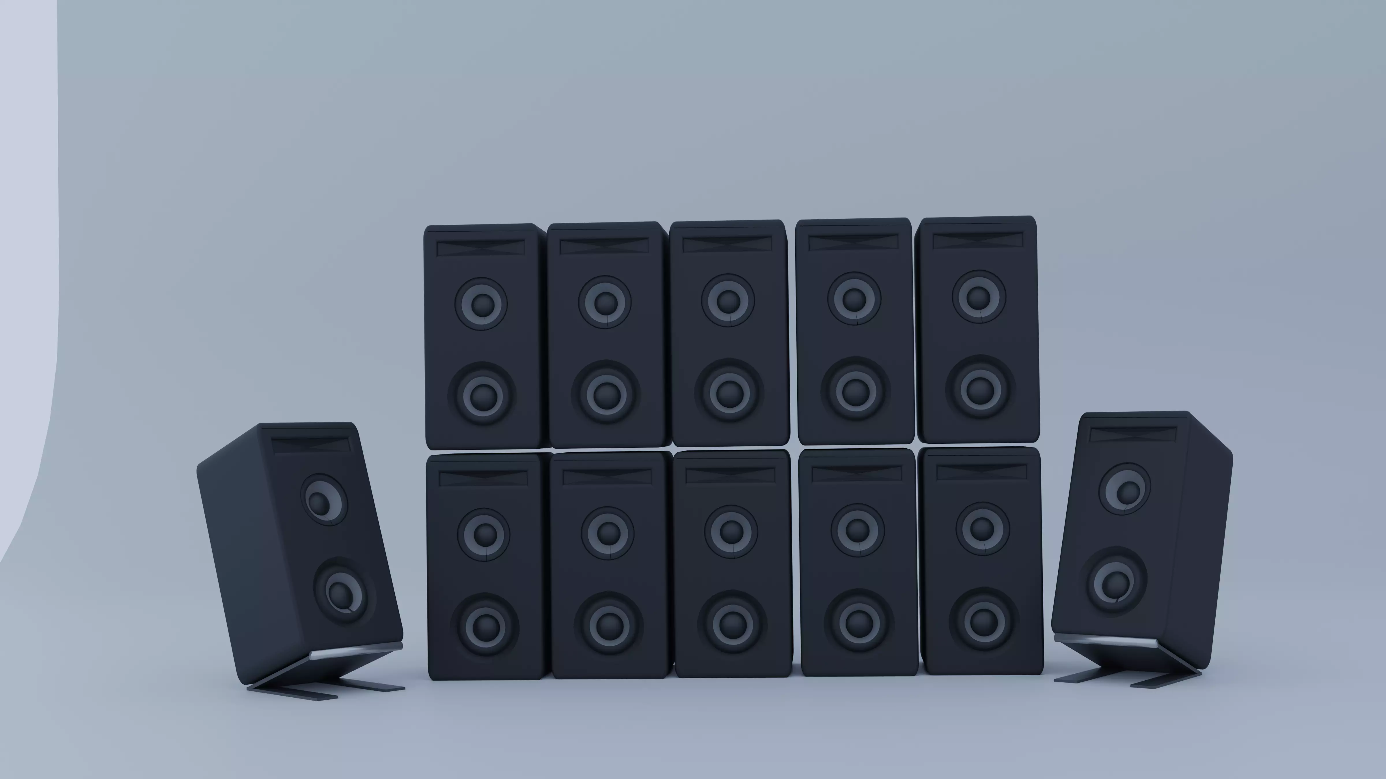 Low Poly Speakers set of 3D model_0