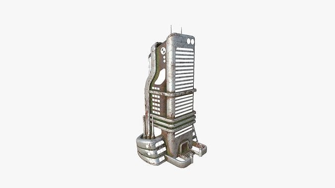 SciFi Building A10 Abandoned - Sci Fi Exterior Design Low-poly 3D model 6