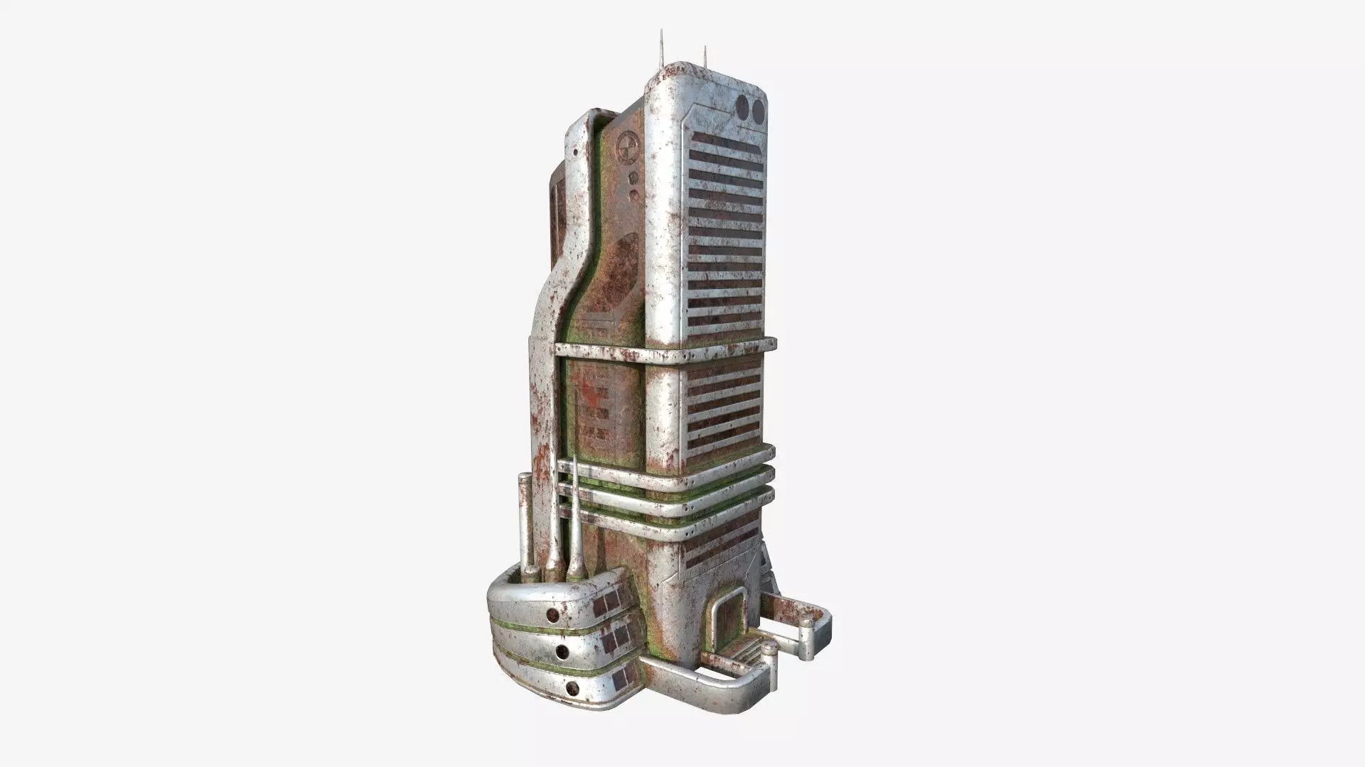 SciFi Building A10 Abandoned - Sci Fi Exterior Design Low-poly 3D model_0