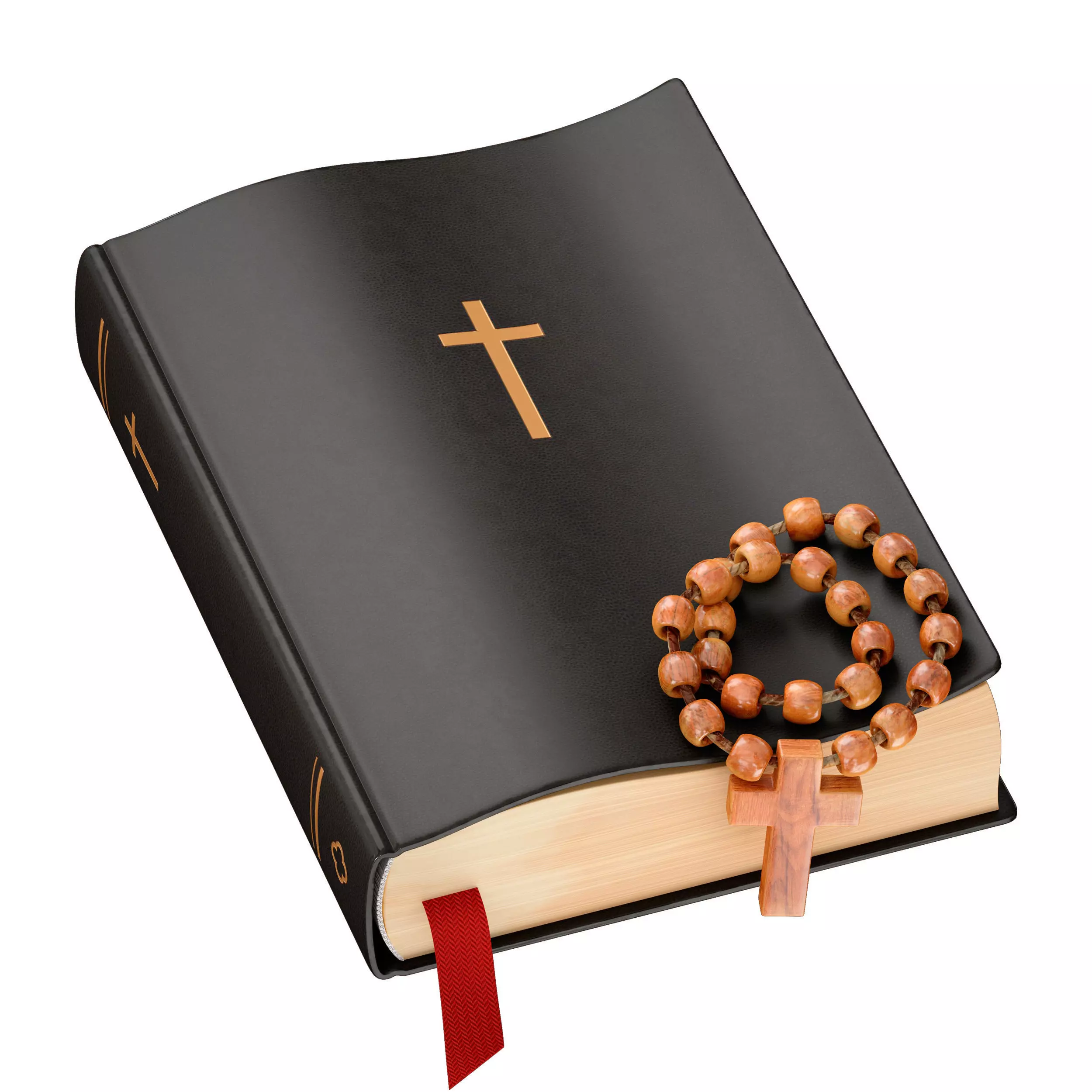 Bible Book Cross with Rosary 3D model_0