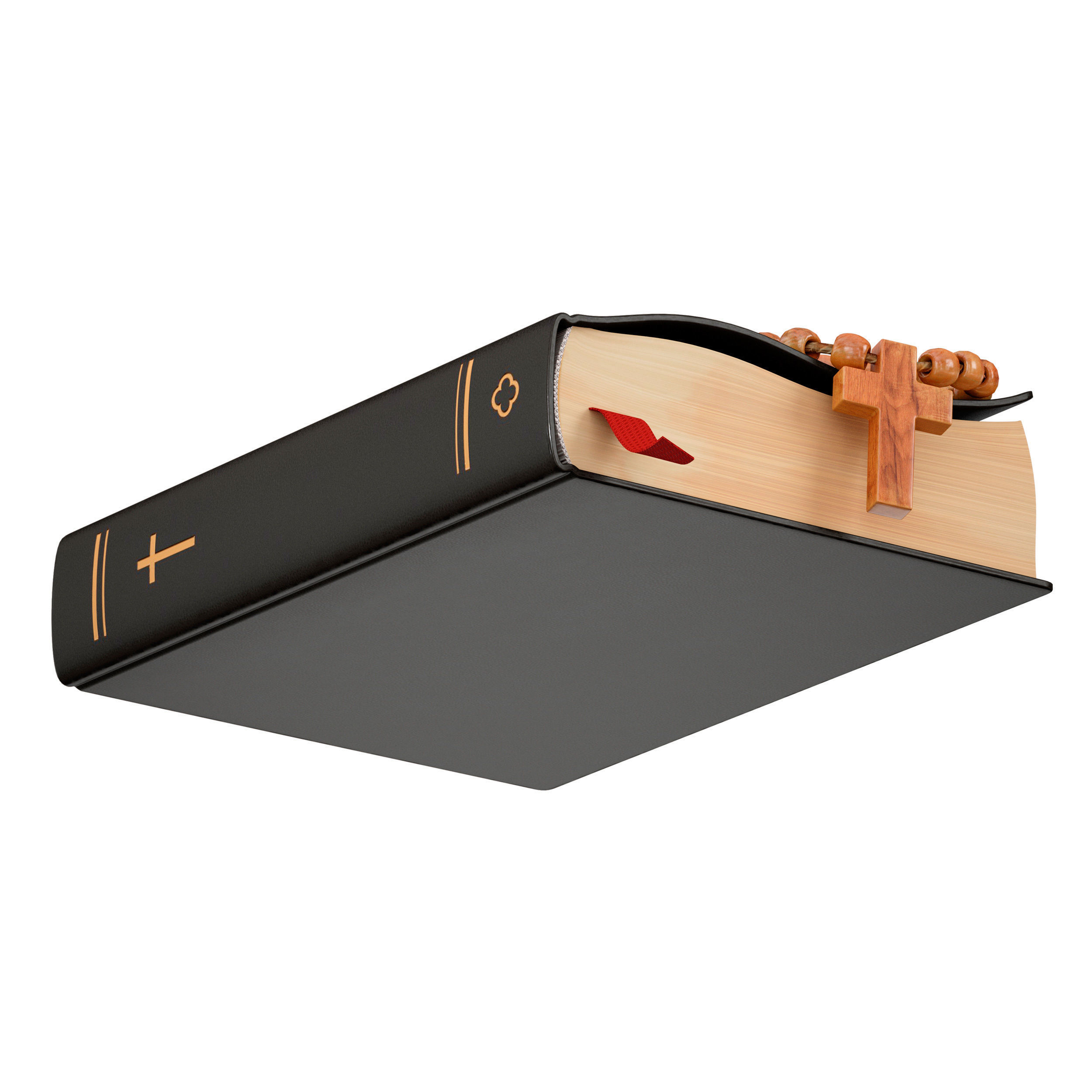 Bible Book Cross with Rosary 3D model_3