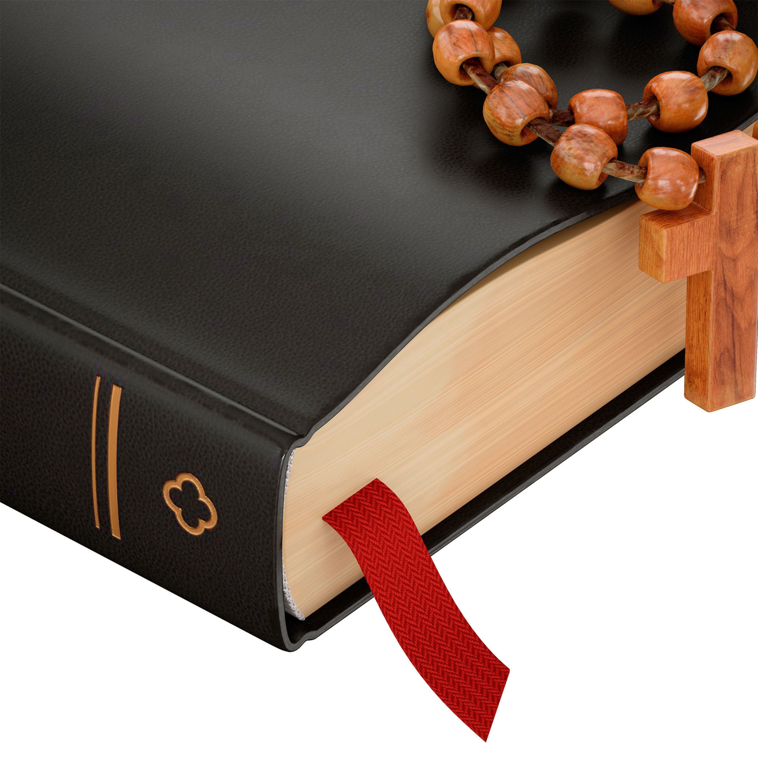 Bible Book Cross with Rosary 3D model_5
