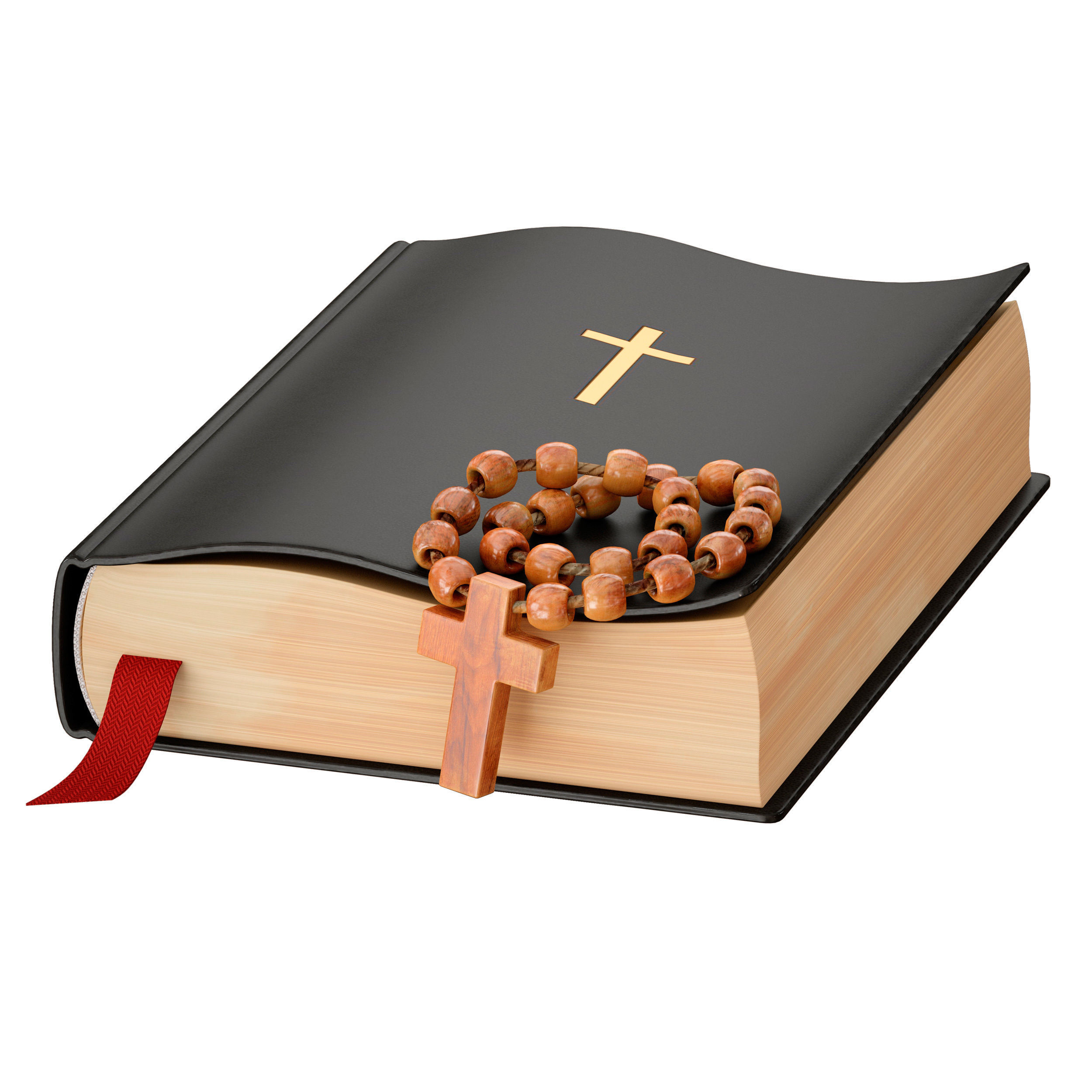 Bible Book Cross with Rosary 3D model_2