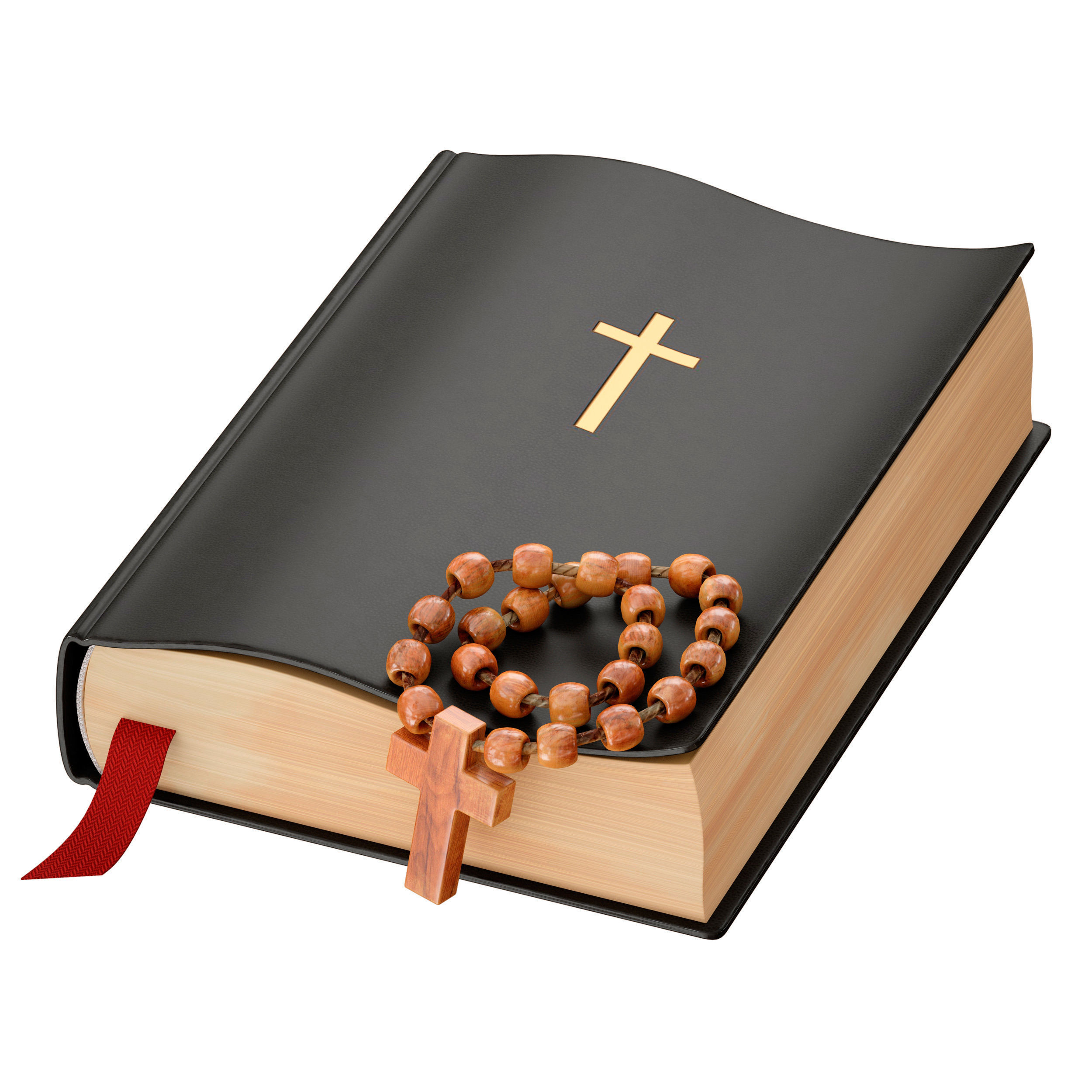 Bible Book Cross with Rosary 3D model_1