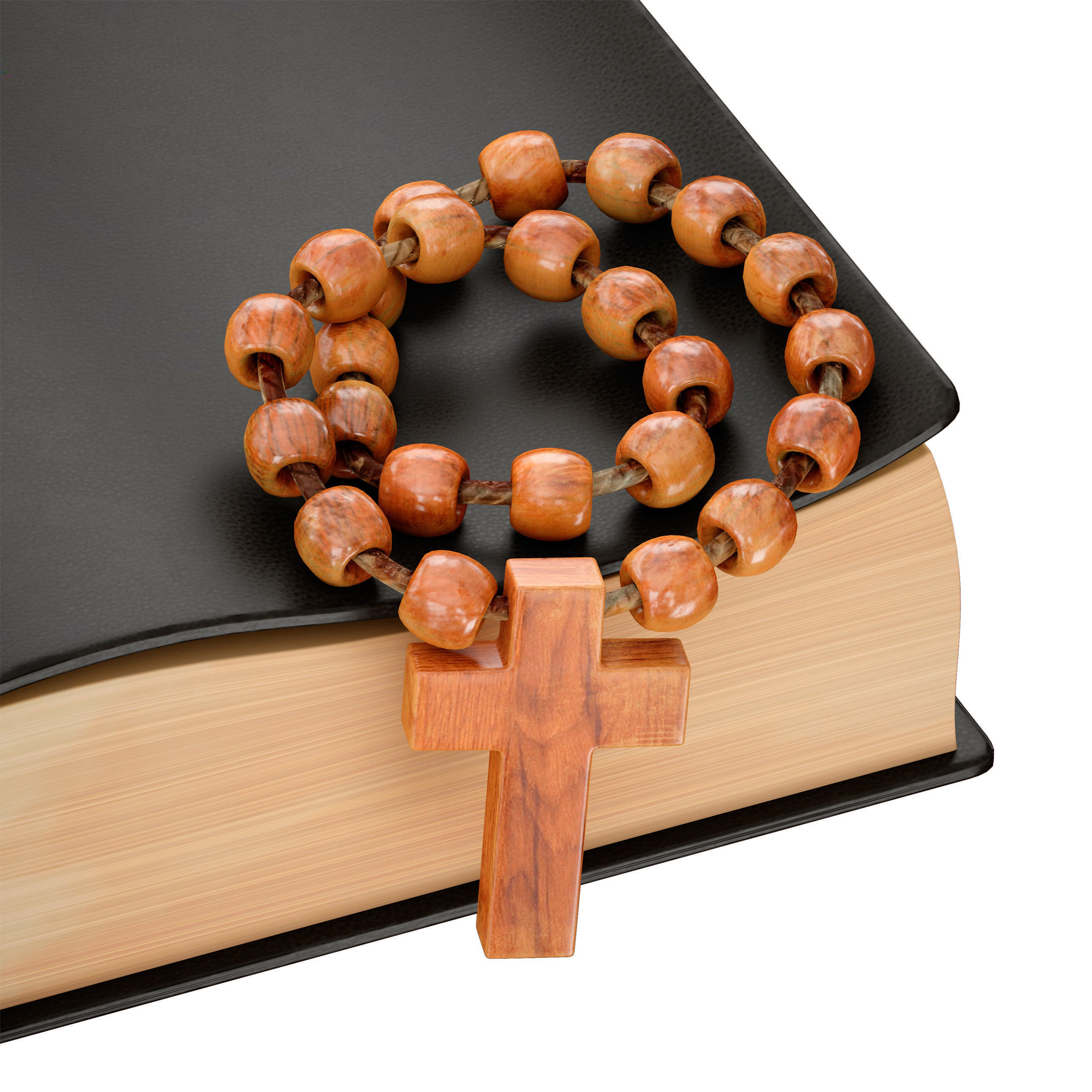 Bible Book Cross with Rosary 3D model_4