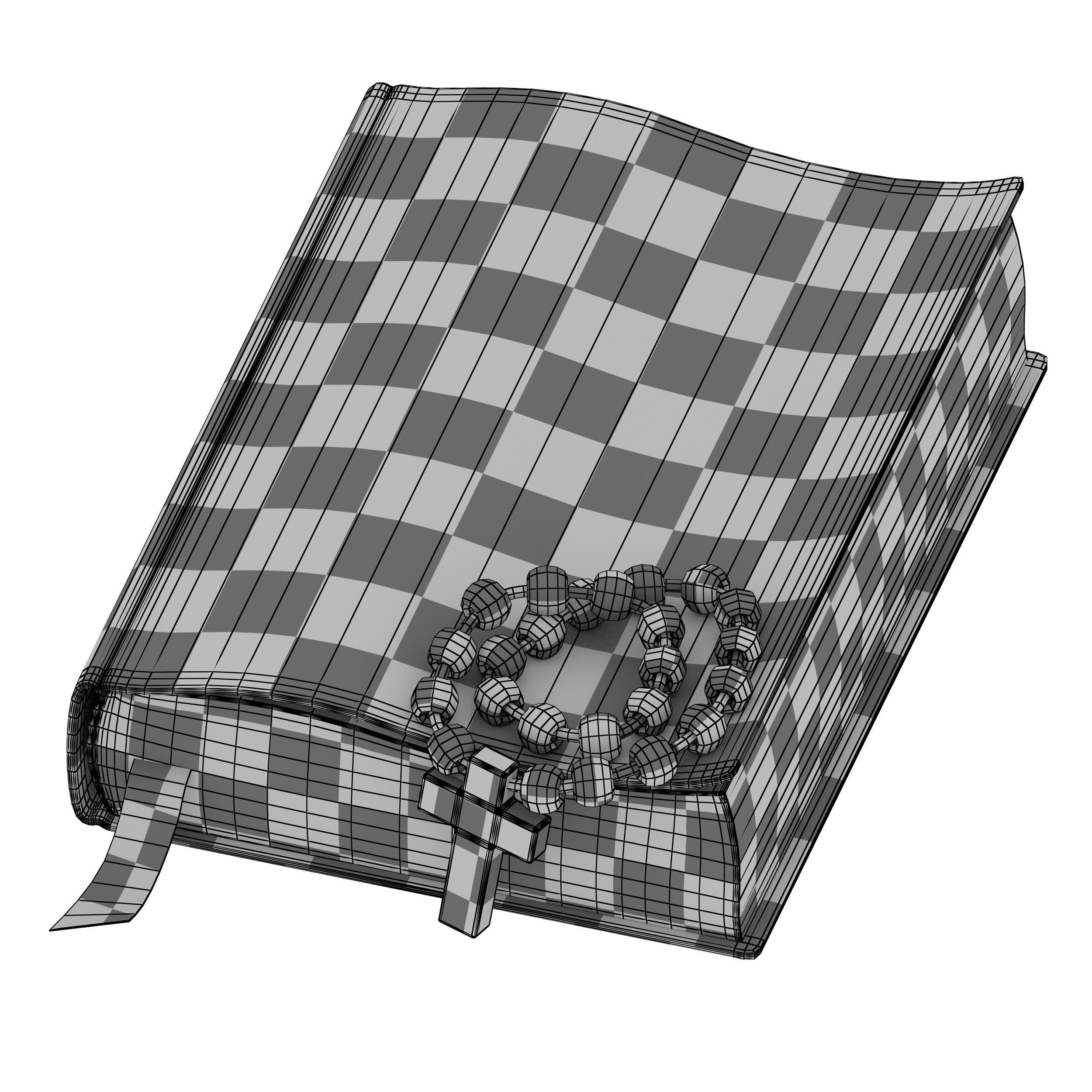Bible Book Cross with Rosary 3D model_10