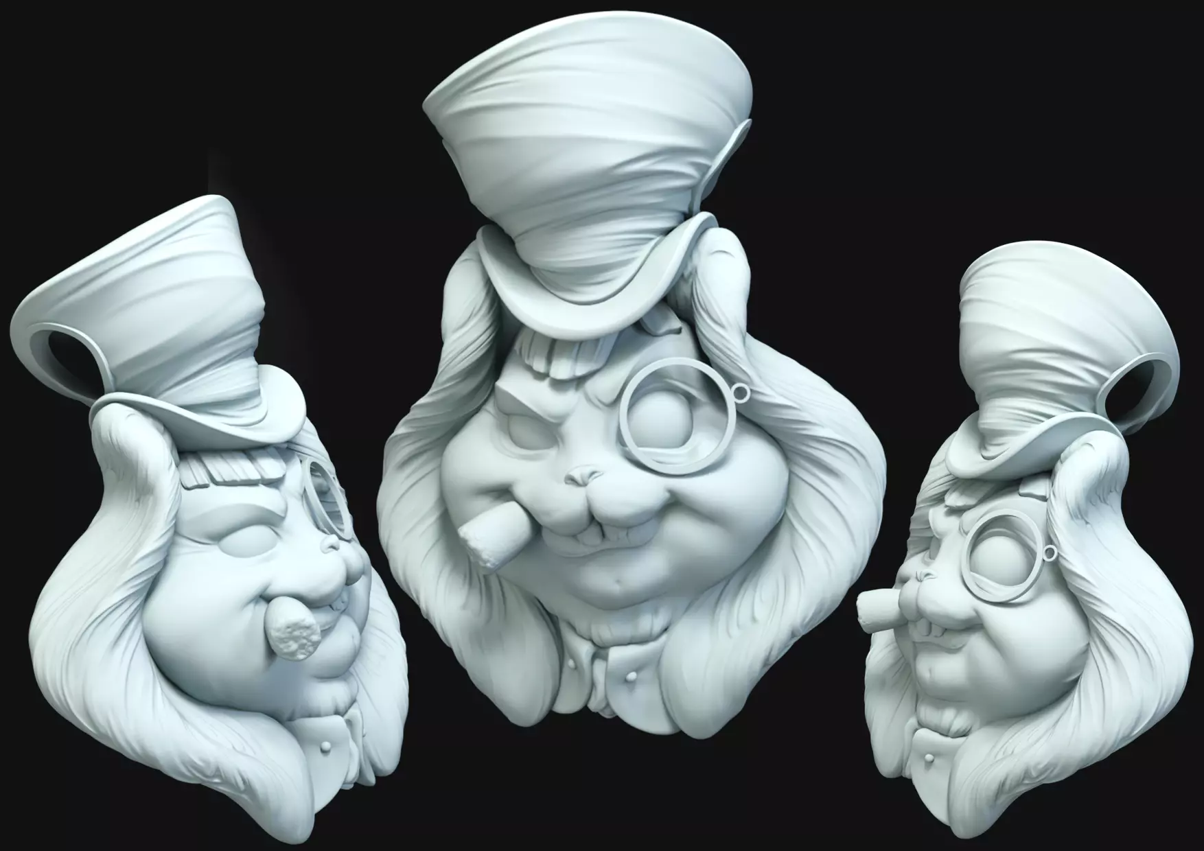 Hatters Rabbit Jewelry Pendant -  3D print model_0