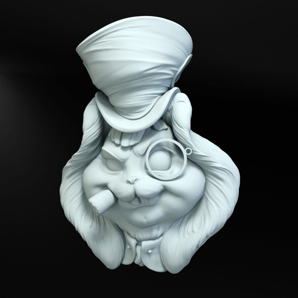 Hatters Rabbit Jewelry Pendant -  3D print model_4